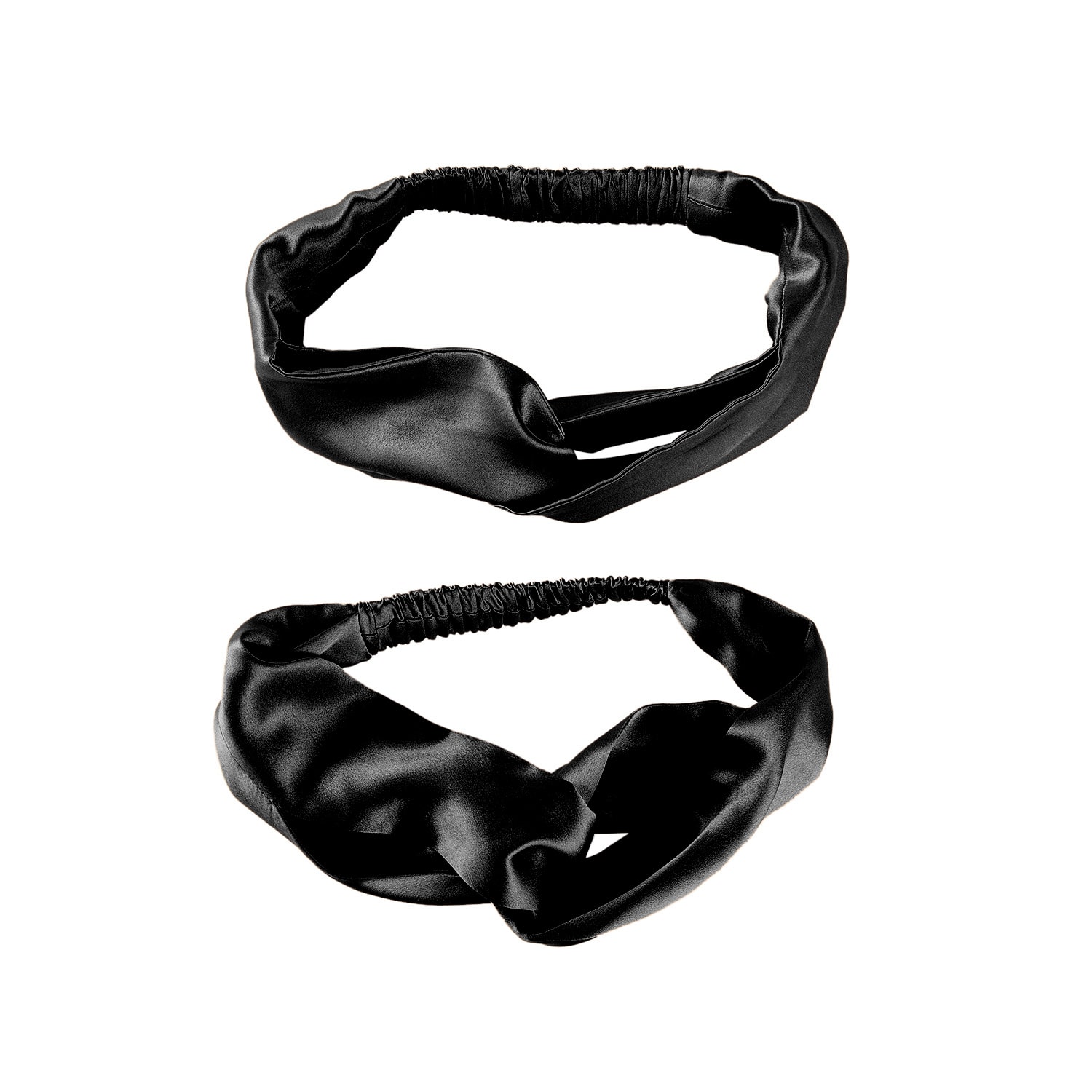 Soft Strokes Silk Women's Pure Mulberry Silk Turban Style Headband - Set Of Two - Black