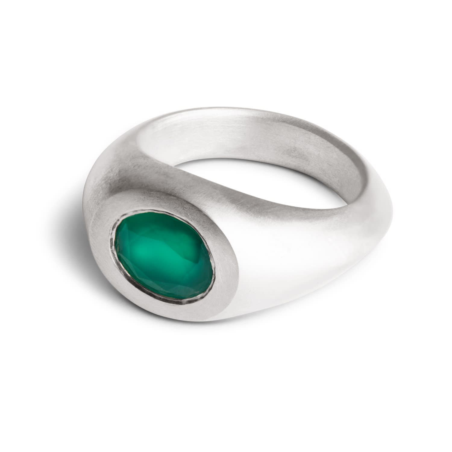 Kasun Women's Signet Ring - Silver & Green Agate In Silver
