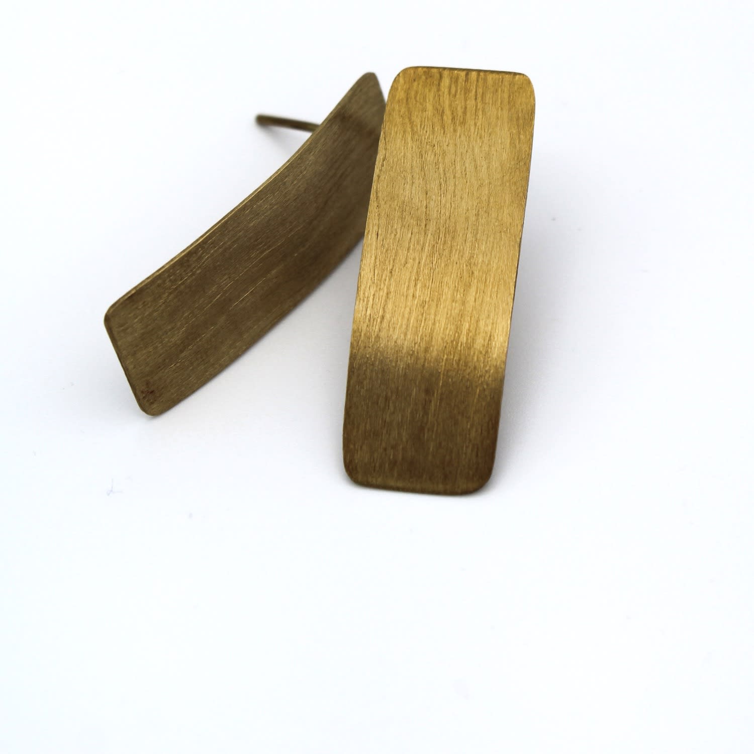 Lala Salama Women's Gold Pepo Brushed Brass Earrings