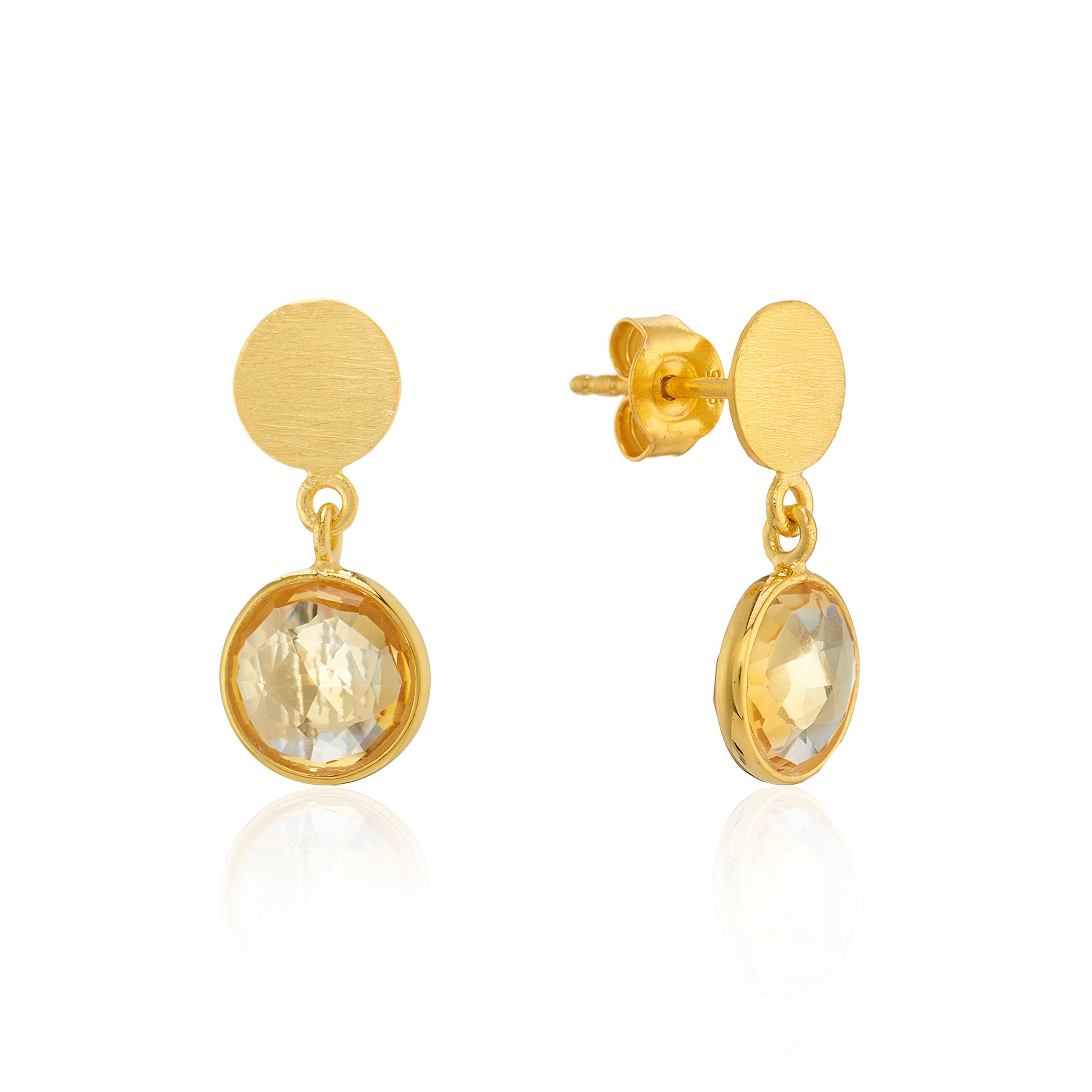 Women’s Yellow / Orange Salina Gold Vermeil & Citrine Disc Earrings Auree Jewellery