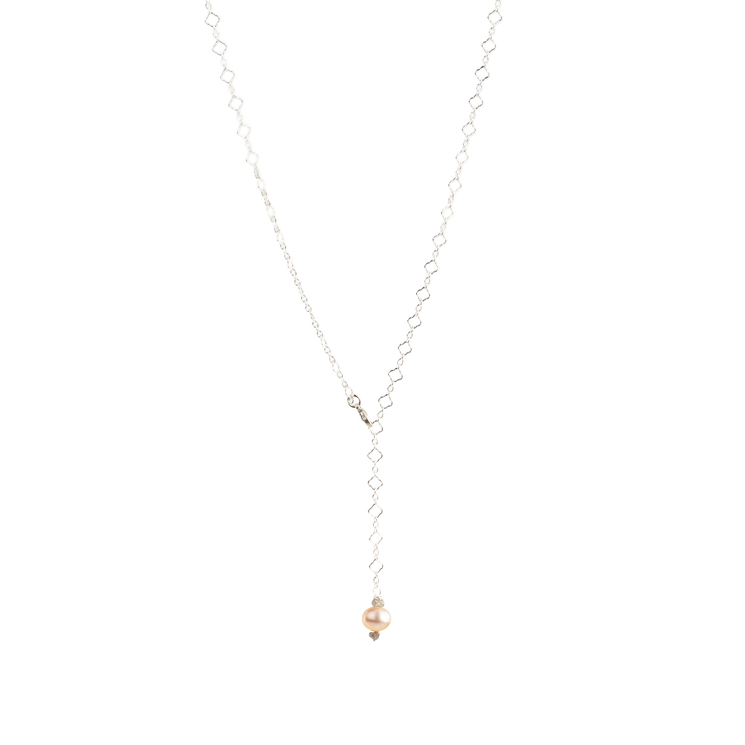 Amonta Women's Pink / Silver / Grey Rose Pearl & Diamond Necklace