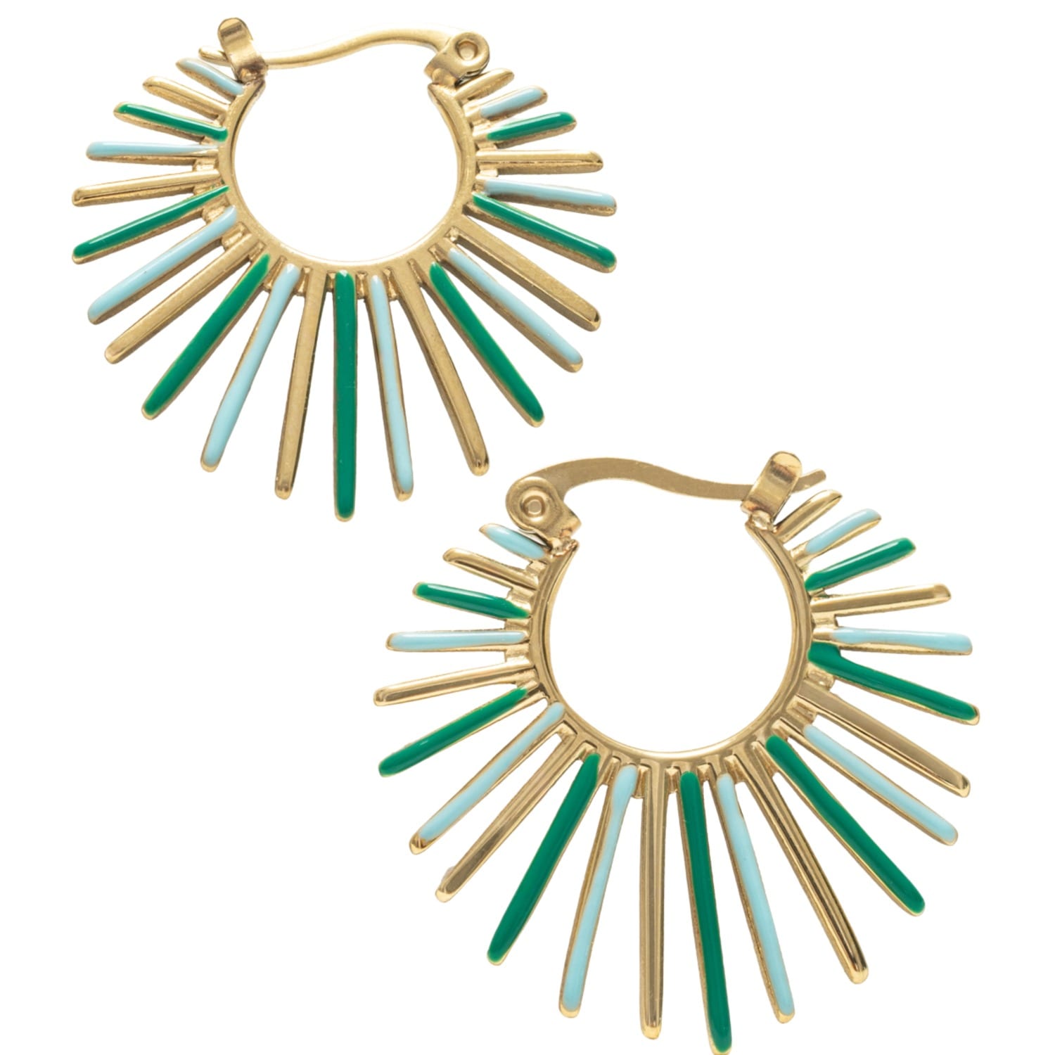 Starfish Project Women's Blue / Gold / Green Radiant Rise Hoops In Mint In Multi