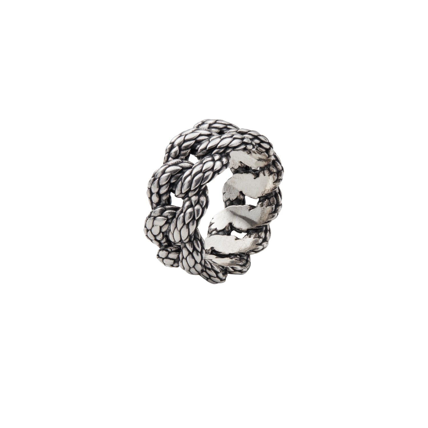 Wild Sons Men's Python Chain Silver Ring In Silver