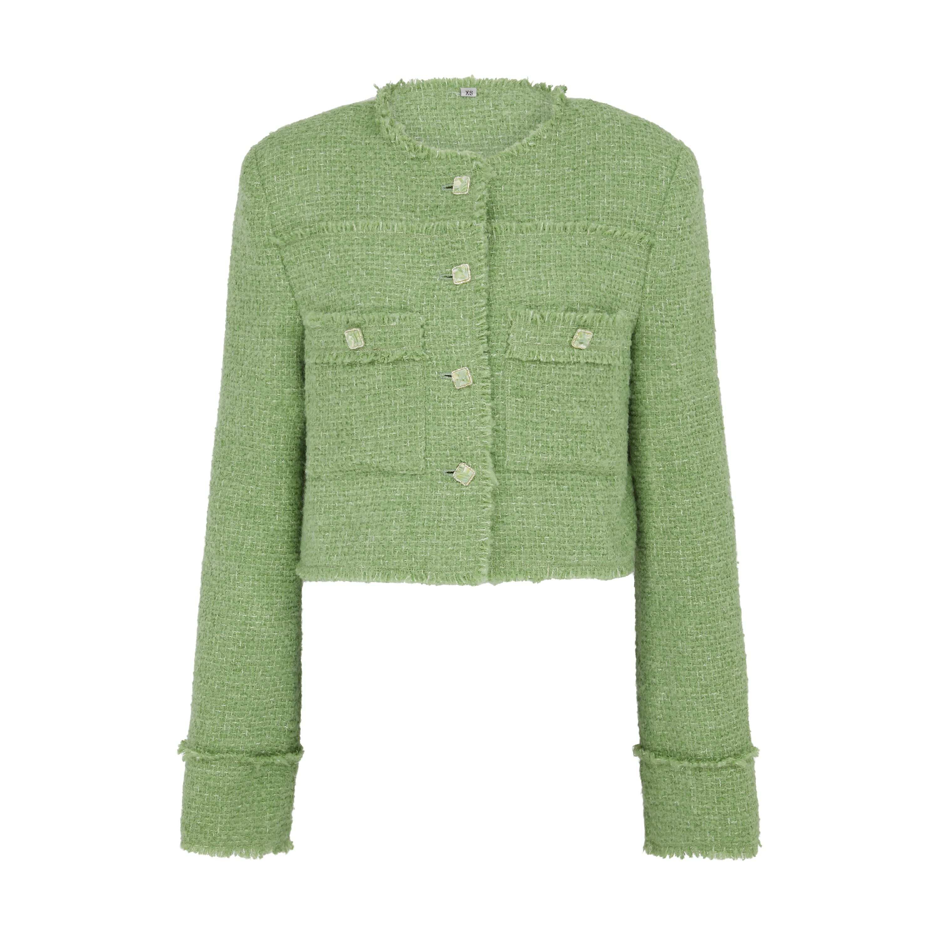 ジャケット Versace Acid green boucle blazer Versace Cropped Tweed Jacket | Green | FARFETCH