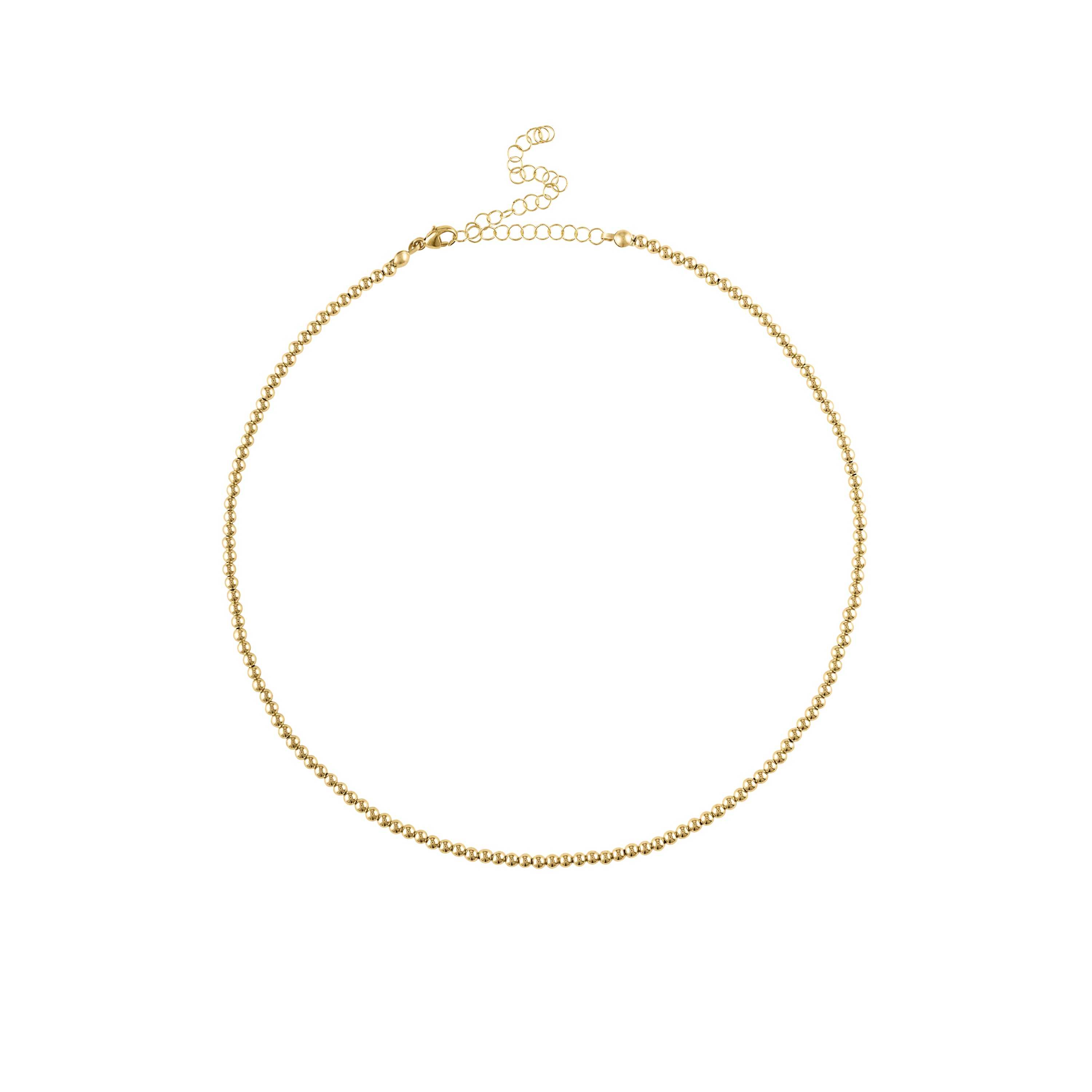 Women’s 3Mm Gold Beaded Bubble Necklace Olivia Le