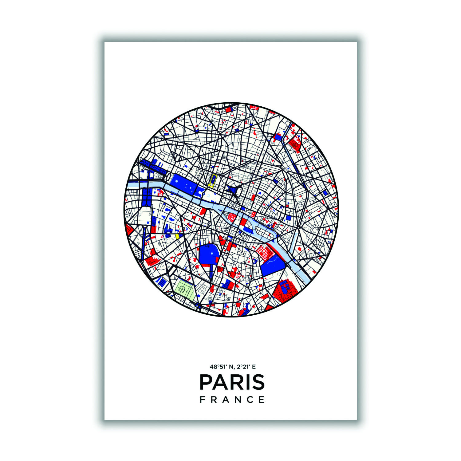 Blue Map Of Paris France Small Stanley Print House