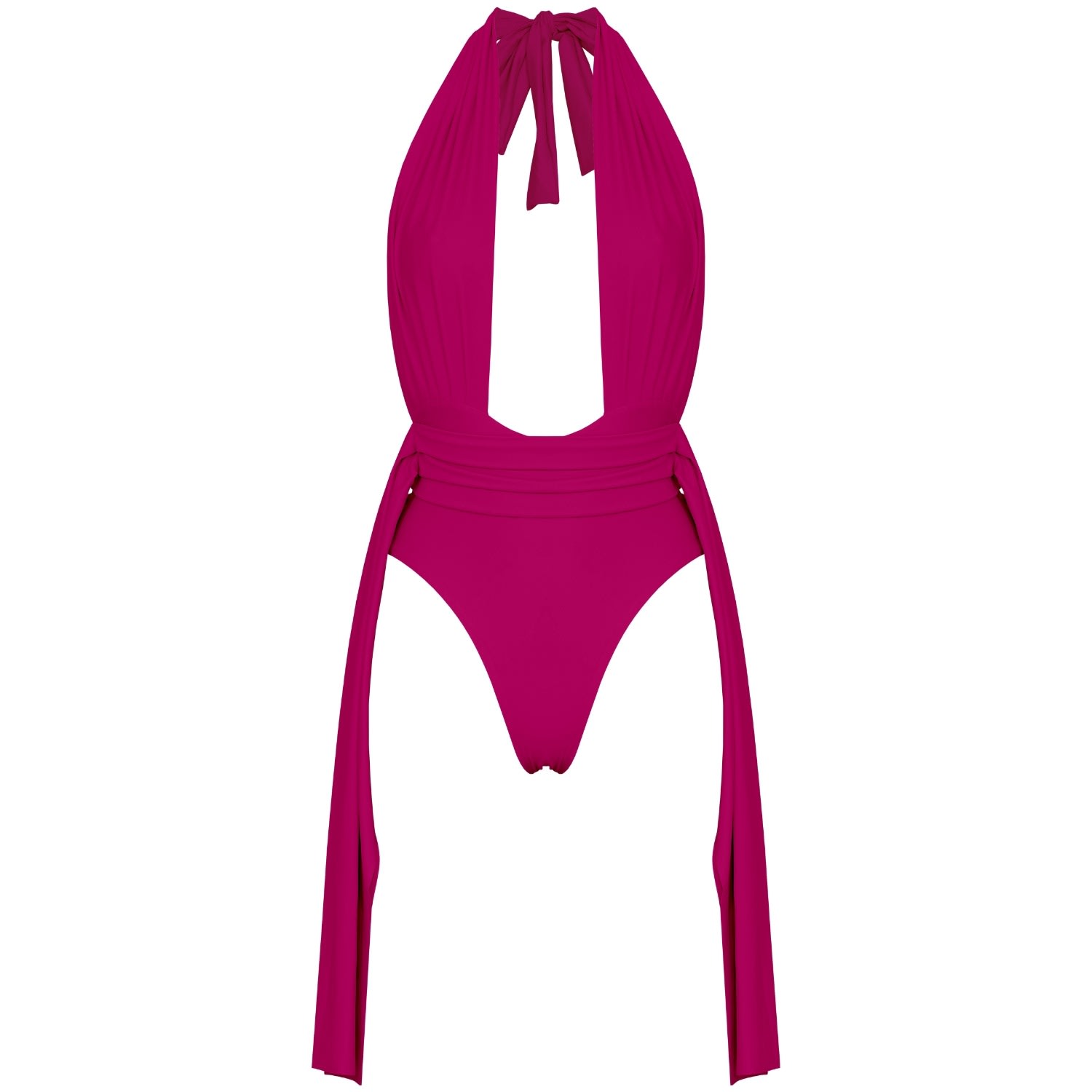 Women’s Pink / Purple Plonger Deep Plunge Halter Neck Swimsuit With Decorative Belt In Pink Extra Small Antoninias