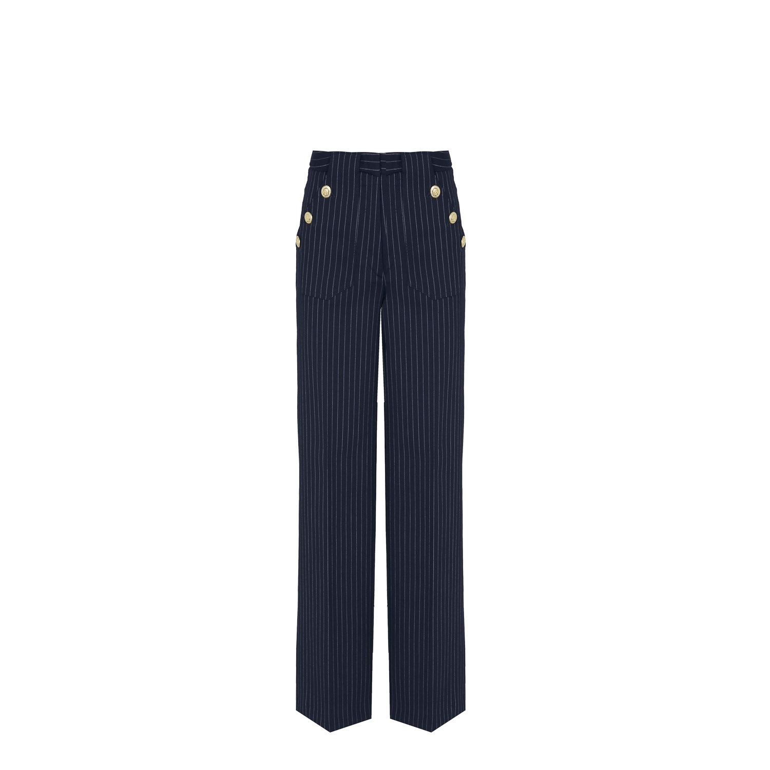 The Extreme Collection Women's Blue Atelier Navy Pinstripe Trousers