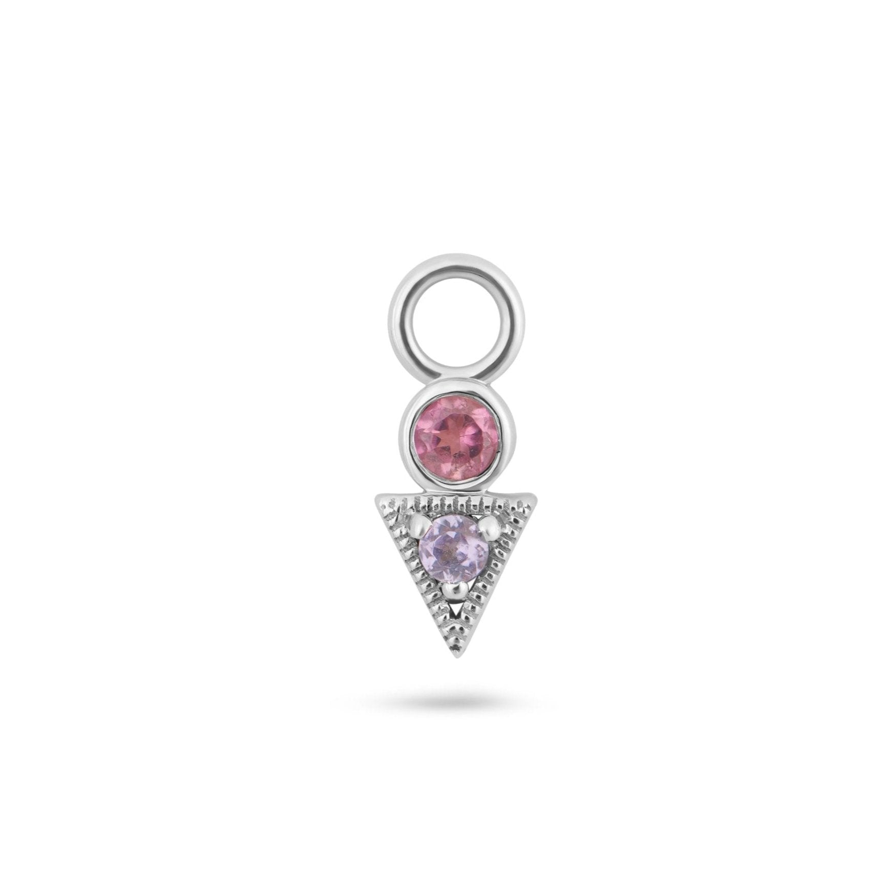 Zohreh Women's Pink / Silver Pink Tourmaline & Tanzanite Geo Earring Charm Sterling Silver In Multi