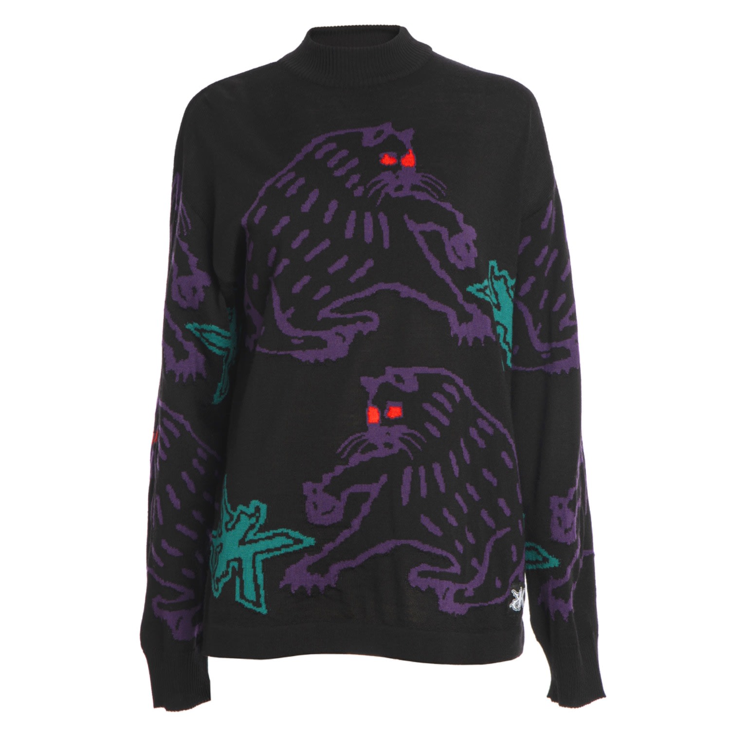 Kristel Kuslapuu Women's Black I Hate Logos Merino Wool Sweater With Cats In Black