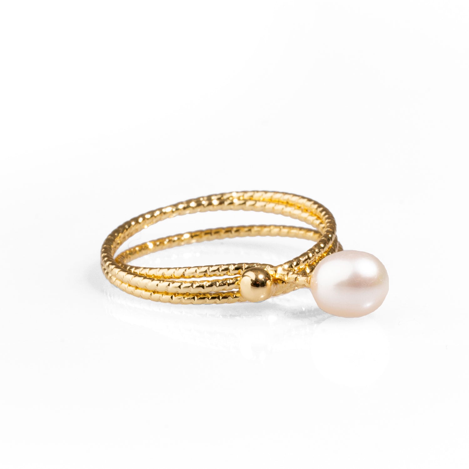 Ebru Jewelry Women's Gold / White Minimalist Pearl & Gold Elegant Cocktail Ring - White