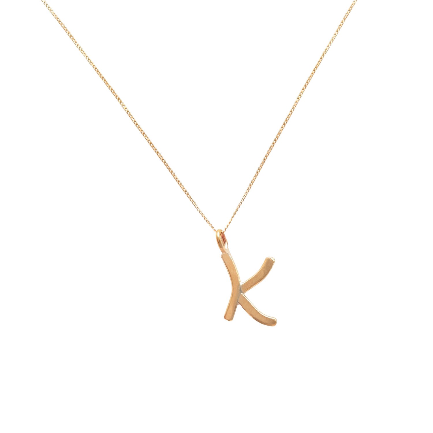 Lily Flo Jewellery Women's Solid Gold Letter K Pendant Necklace