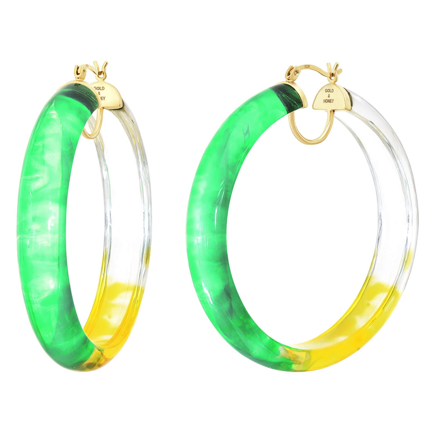 Women’s Green / Yellow / Orange Green And Yellow Tie Dye Hoops Gold & Honey