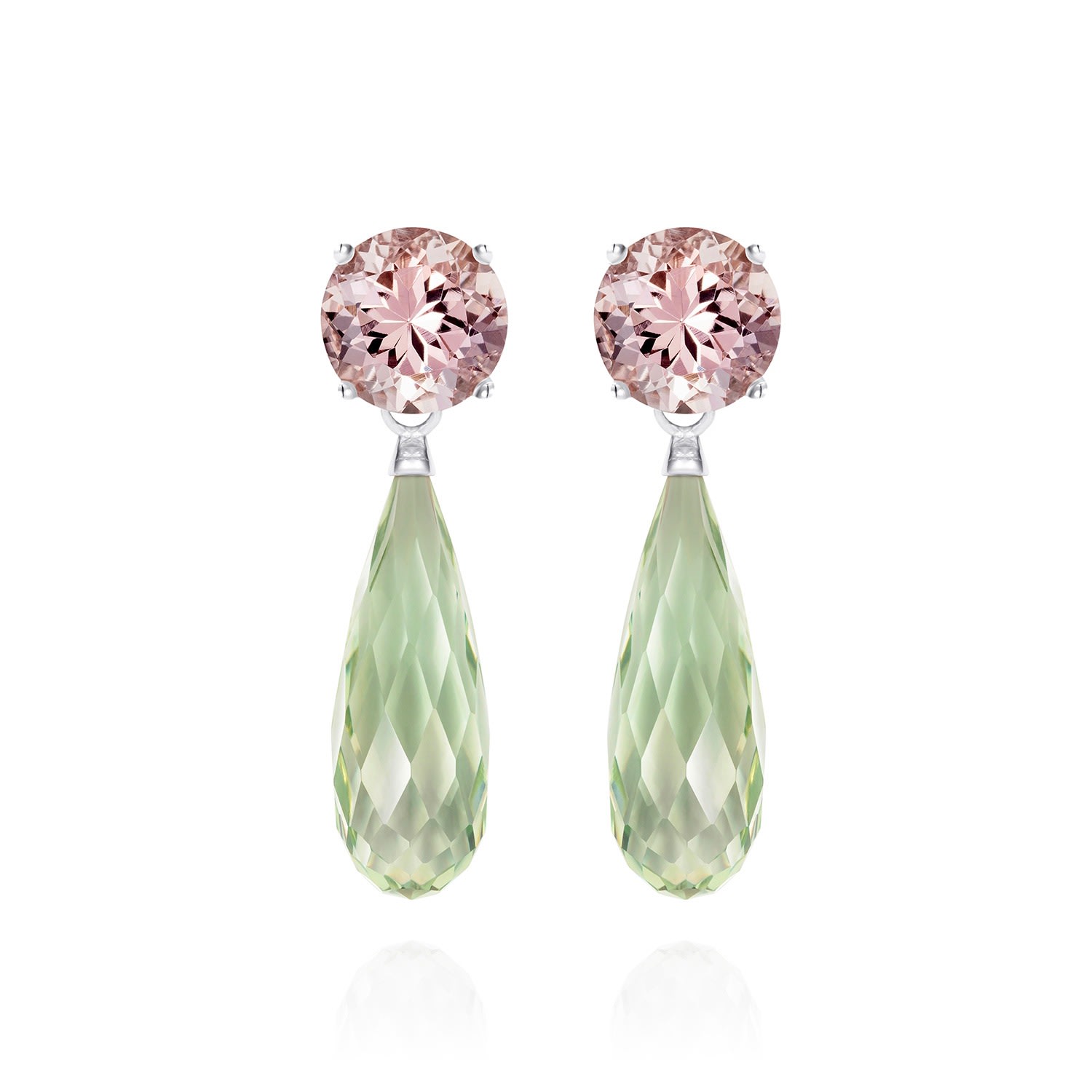 Women’s Silver / Pink / Purple Green Amethyst & Morganite Drop Earrings Augustine Jewels