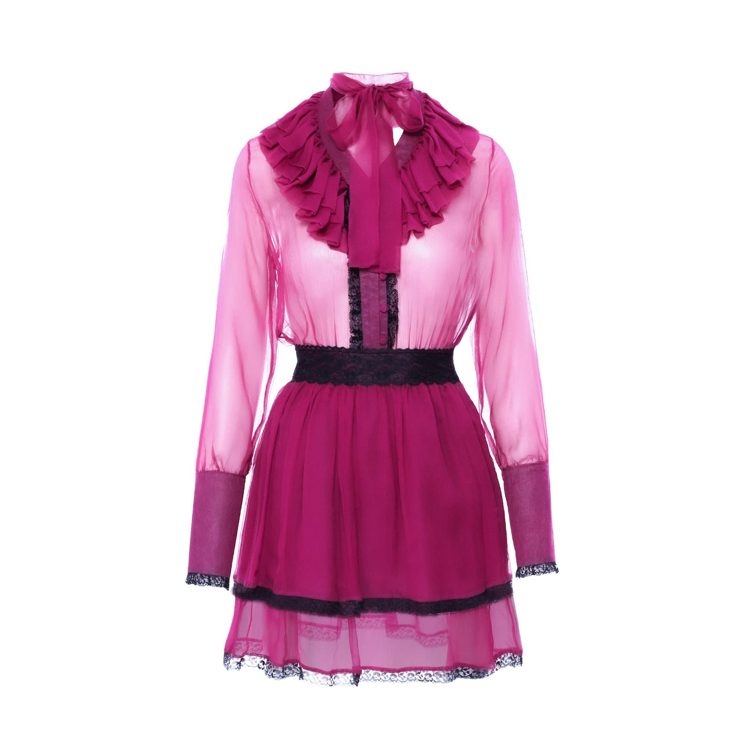 Women’s Pink / Purple Silk Ruffled Mini Dress - Fuchsia Large Avenue no.29