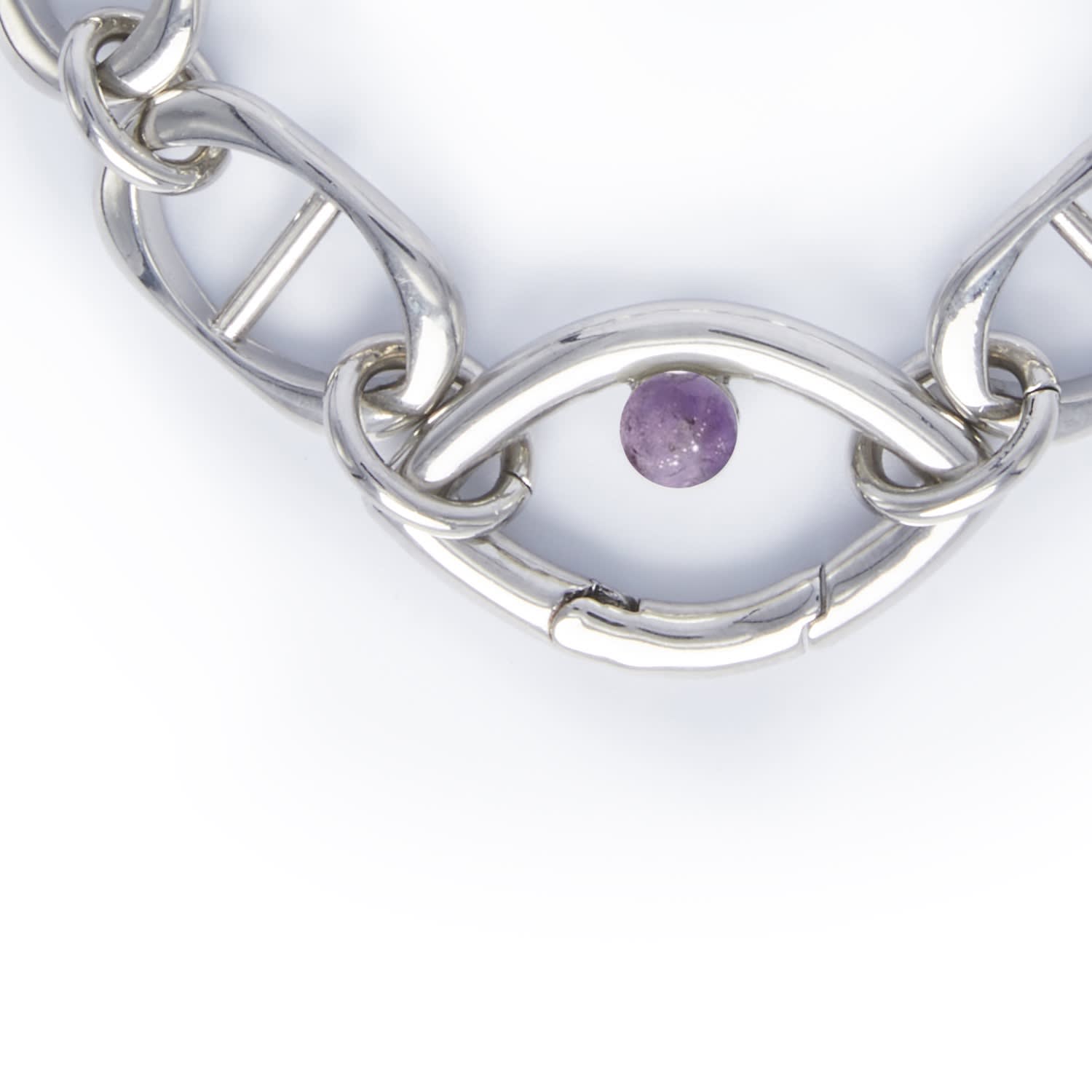 Silver Chain Amethyst Eye Bracelet | Capsule Eleven | Wolf & Badger