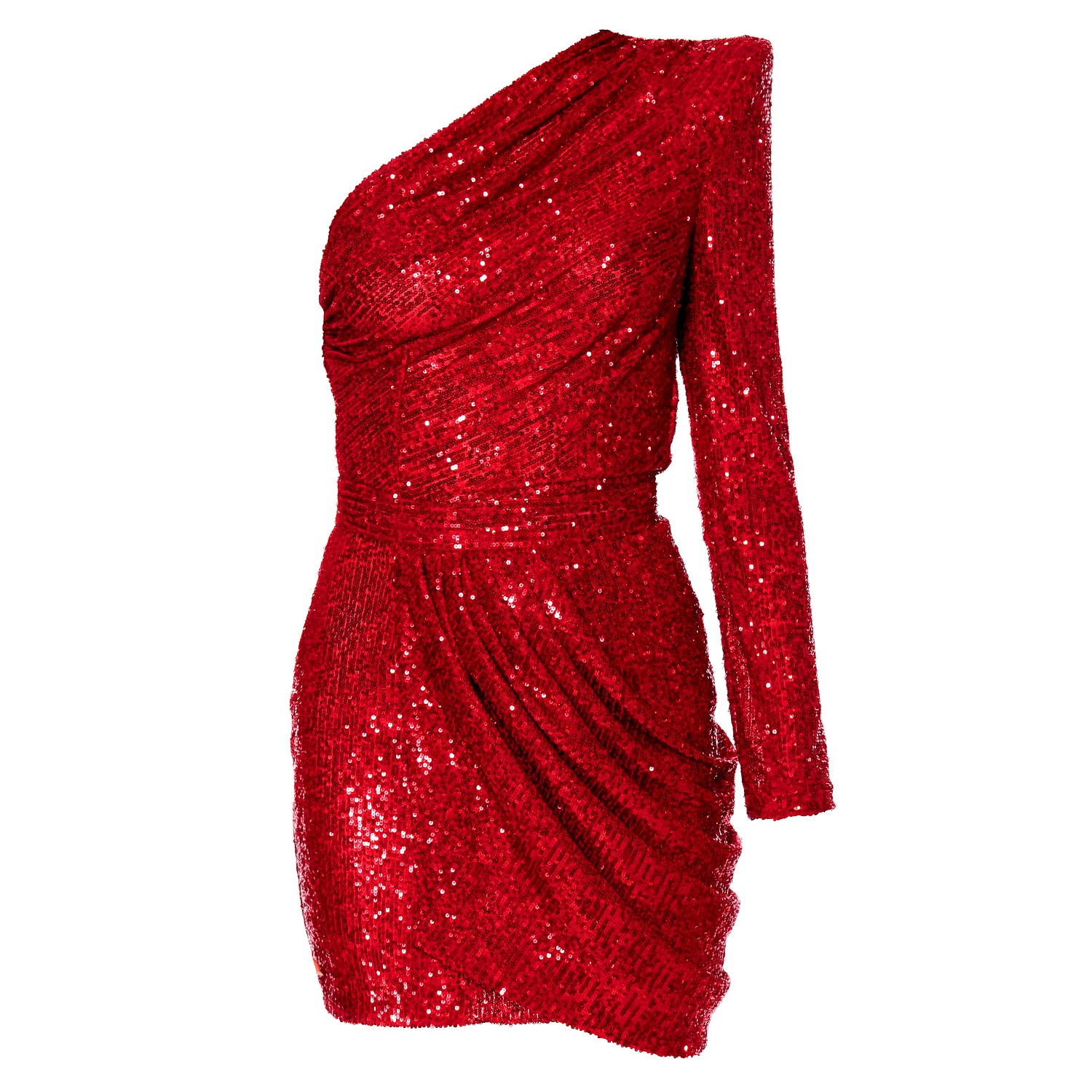 Women’s Valentina Red Fire Asymmetric Sequin Mini Dress Large Aggi