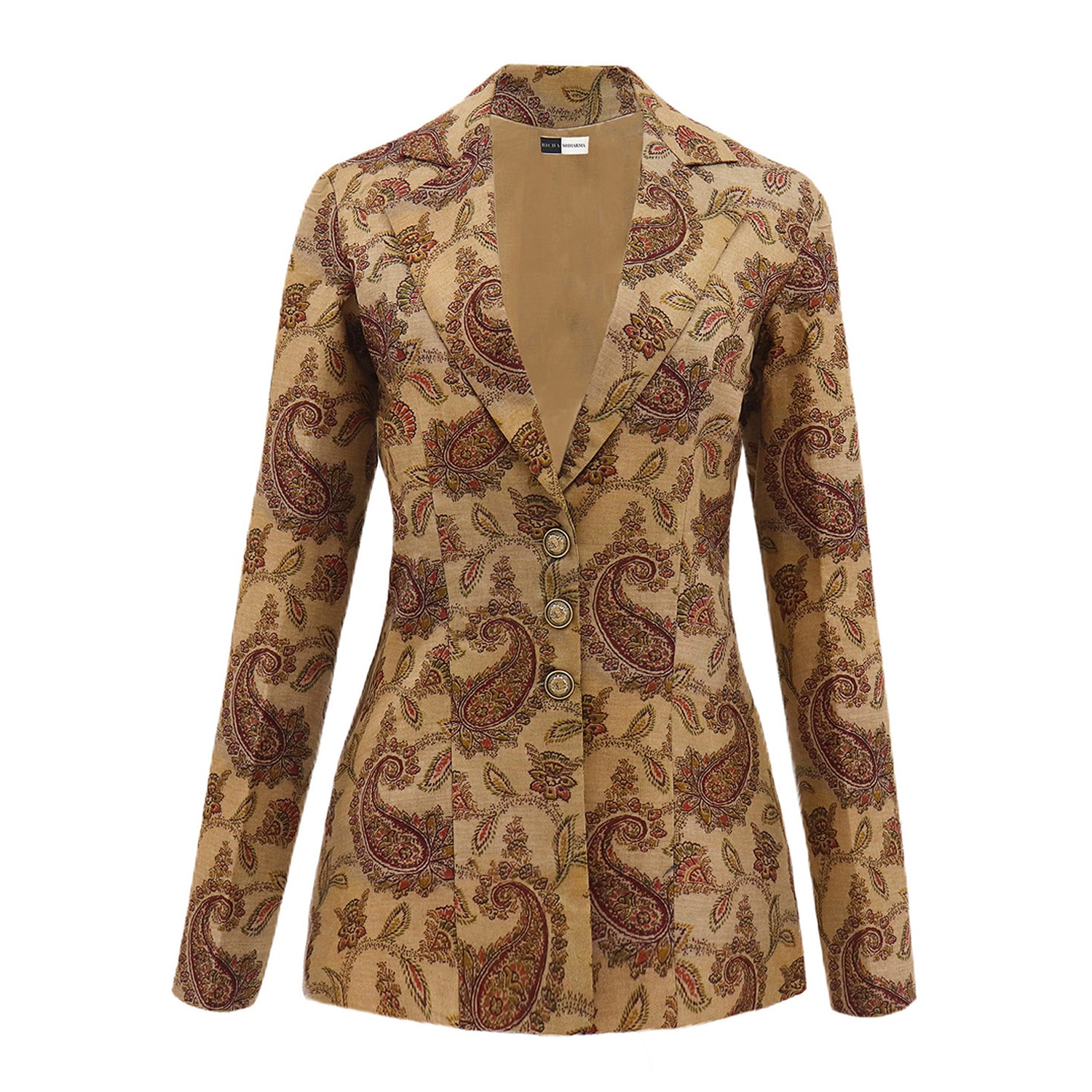 Women’s Brown Single Breasted Blazer In Paisley Prints Large Richa Sharma