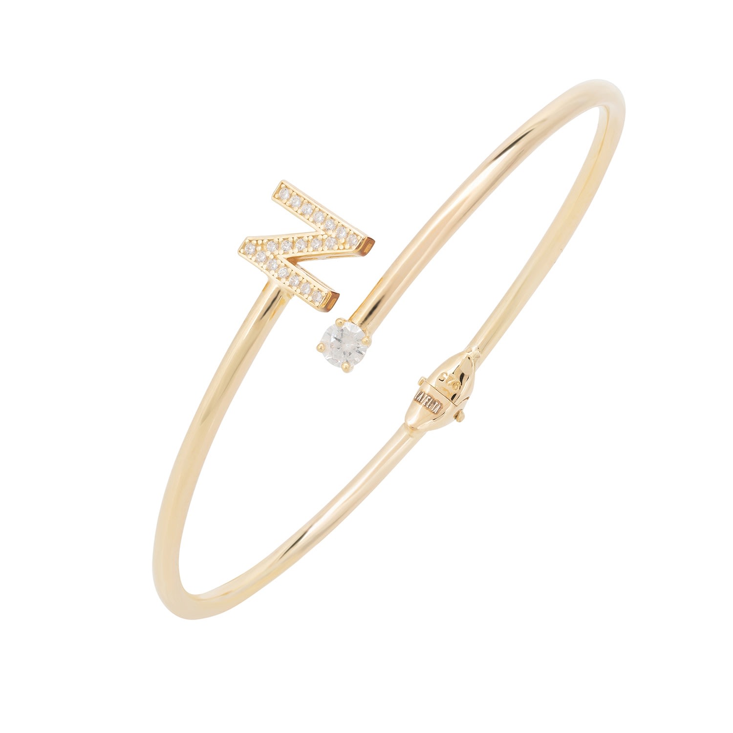 Latelita Women's Gold / White Initial Bangle Gold N In Multi