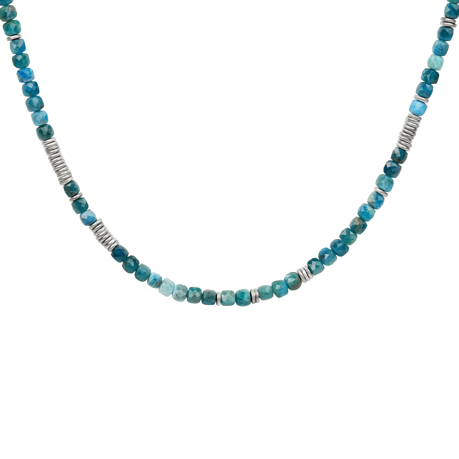 Karma And Luck Men's Blue / Silver Endless Luck - Apatite Heishi Choker Necklace