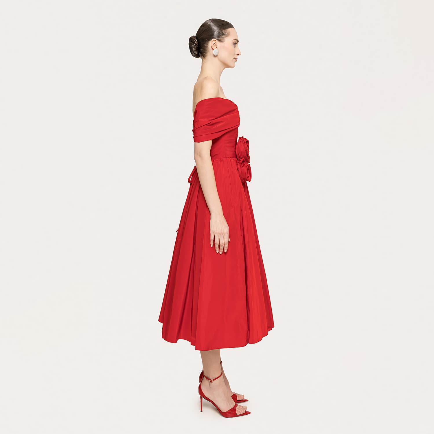 taffeta off the shoulder midi dress Taffeta Off-The-Shoulder Midi Dress by Abercrombie & Fitch