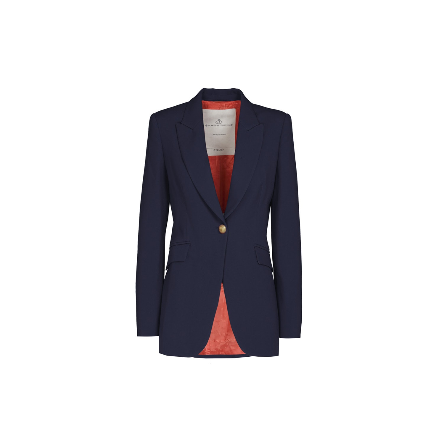 The Extreme Collection Women's Bold Navy Blue Single-breasted Blazer With Gold Buttons Benedetta