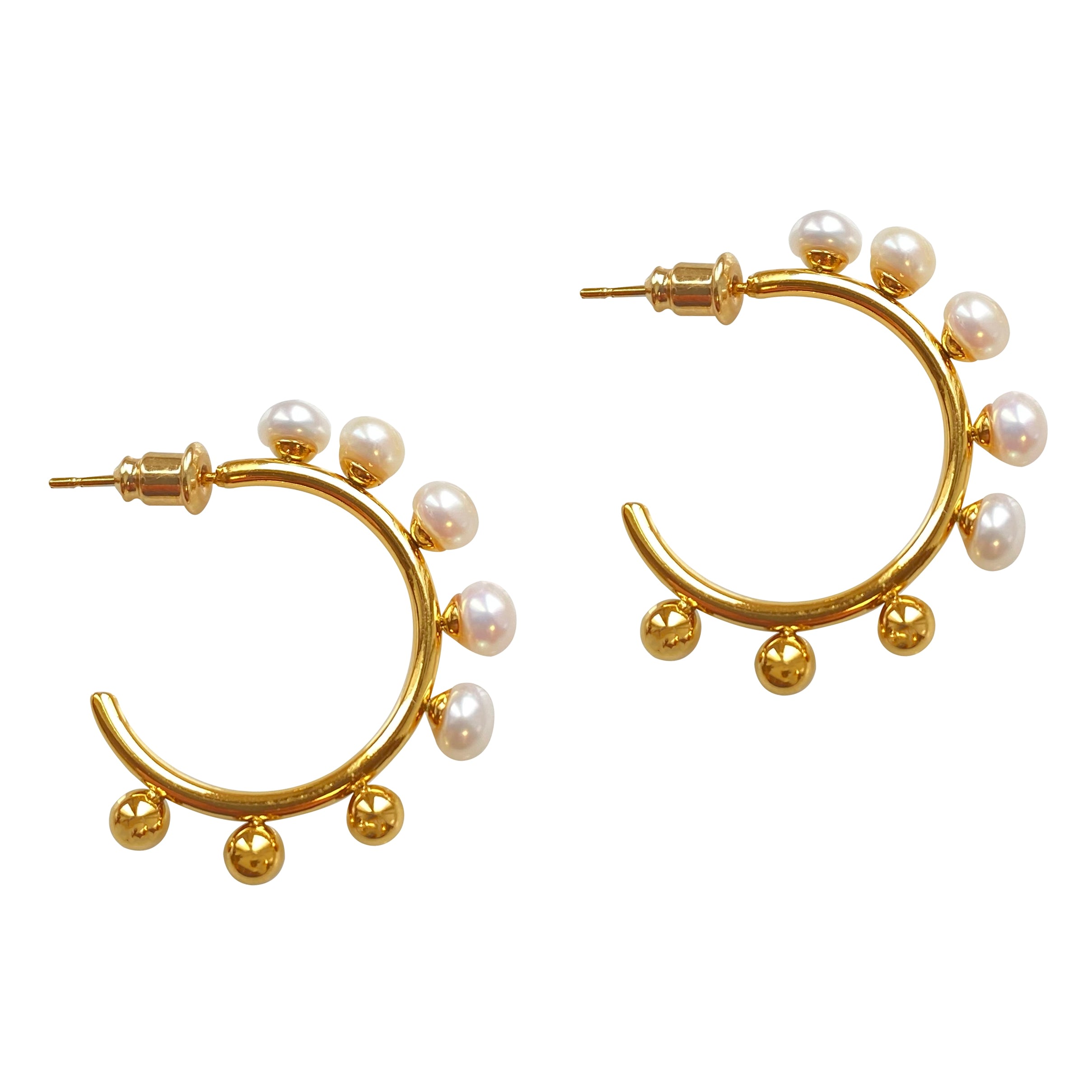 Women’s Gold / White Pearl Hoop Earrings Jade Smilla Brav