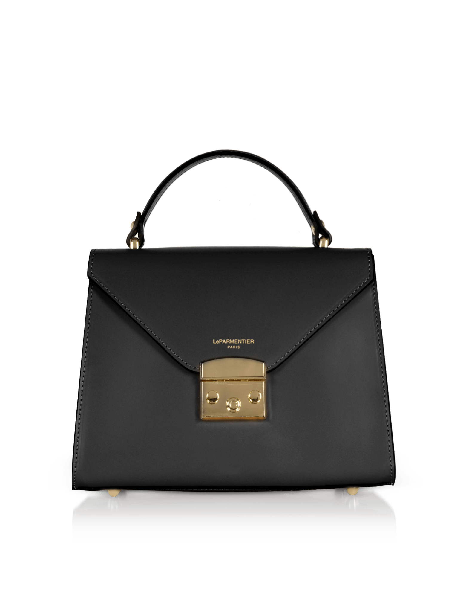 Le Parmentier Women's Peggy Leather Top Handle Satchel Bag - Black Color In Black