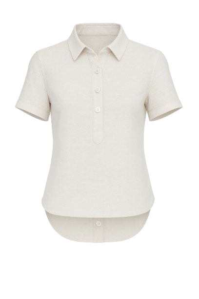 Conquista Women's Neutrals Button Detail Linen Shirt In White