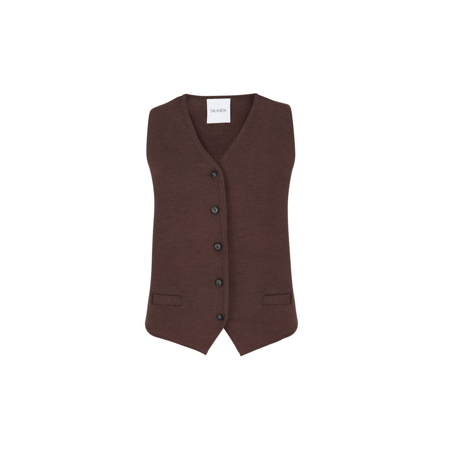 Salanida Women's Brown Galante Knitted Merino Waistcoat Chocolate