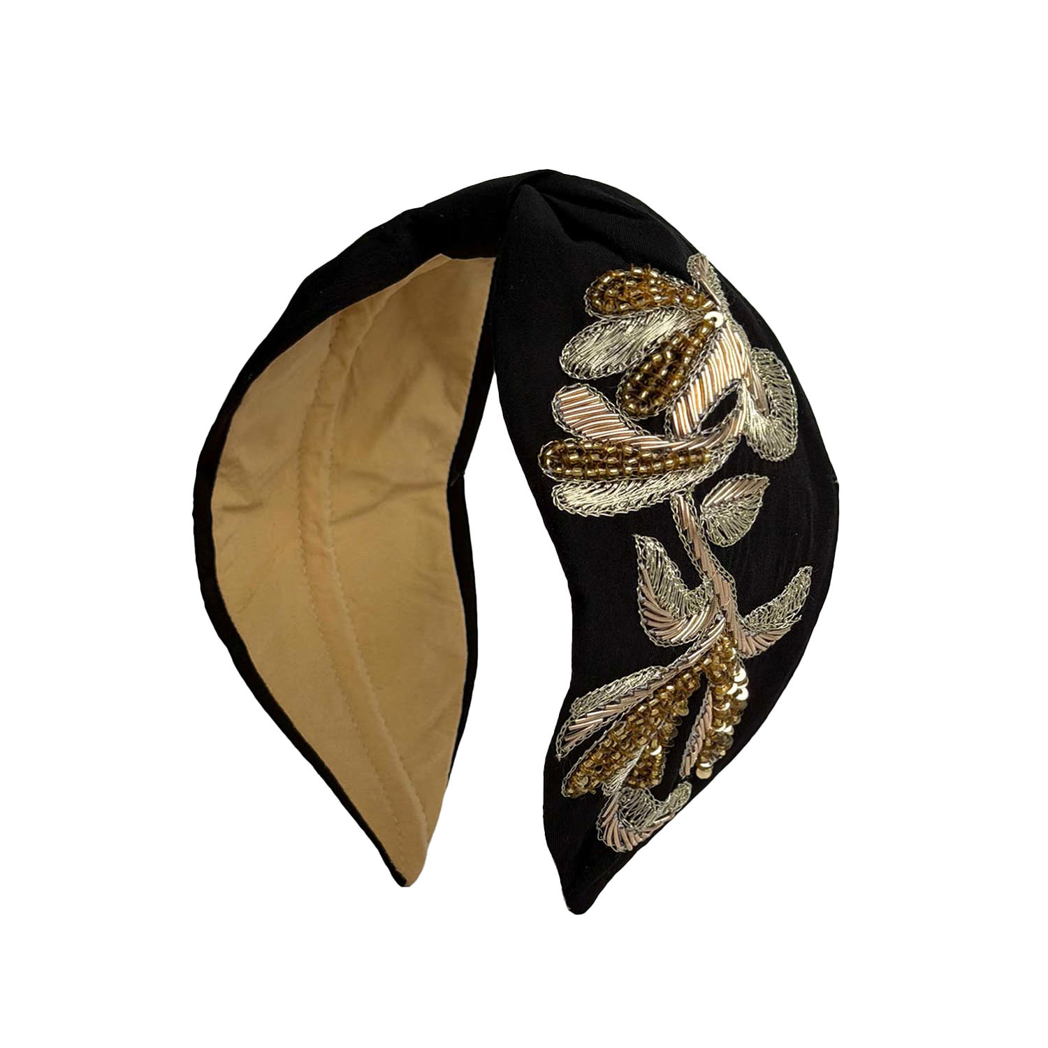 Women's Black / Gold Statement  Headband - Moonlit Gild | Vetka
