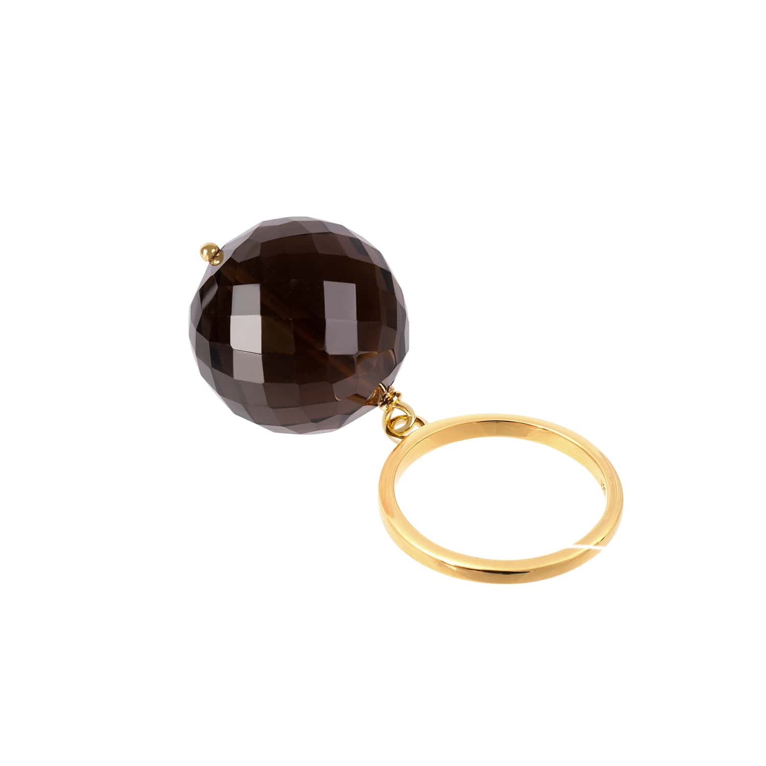 Amadeus Women's Gold / Brown Bubble Smokey Quartz Gold Ring - Adjustable In Multi