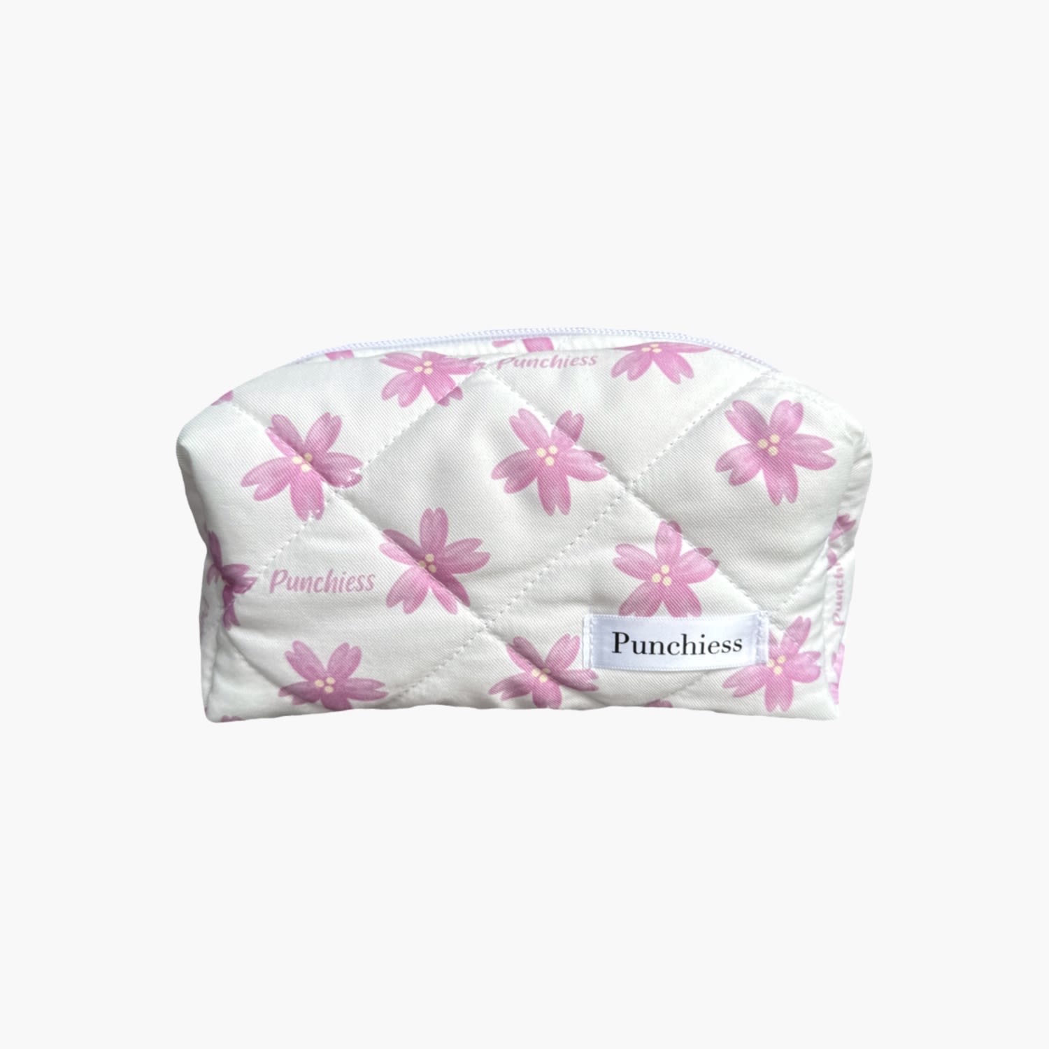Punchiess White  Floral Makeup Bag In White