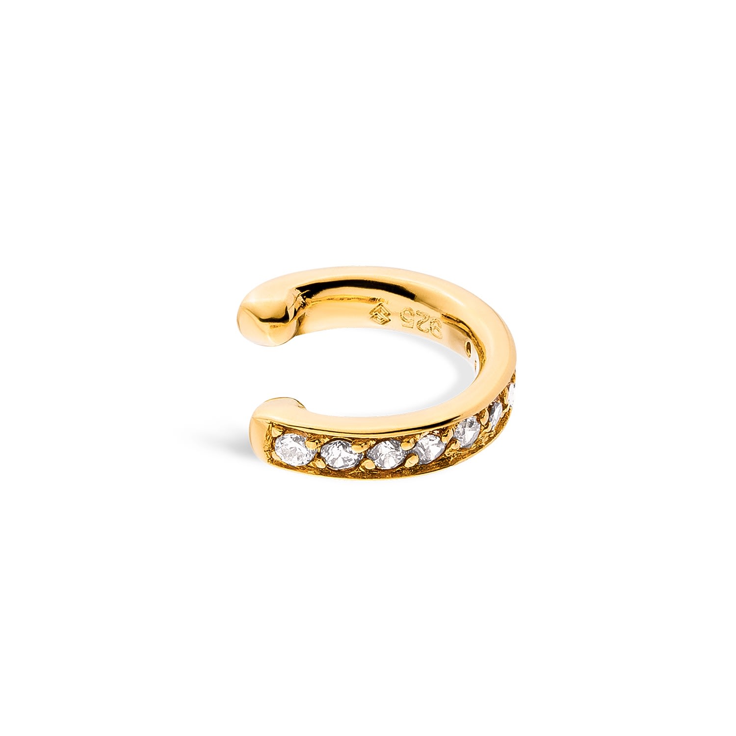 Sally Skoufis Women's Gold / White Edge Mono Ear Cuff Man Made Cz Diamond Stimulant In Sterling Silver & 18k Gold  In Multi