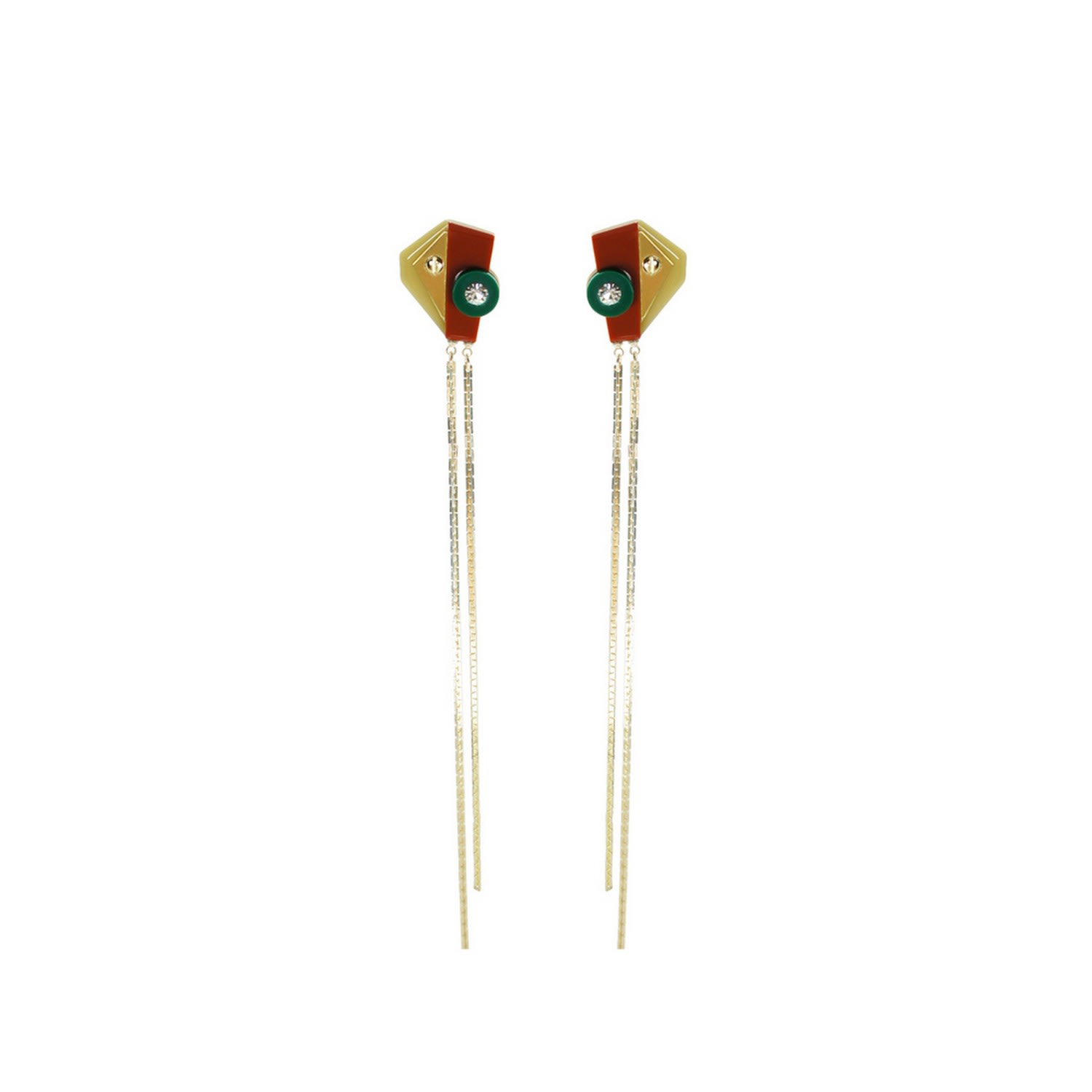 Gissa Bicalho Women's Neutrals / Brown Handmade Acrylic Earring Long Inti - Kahki