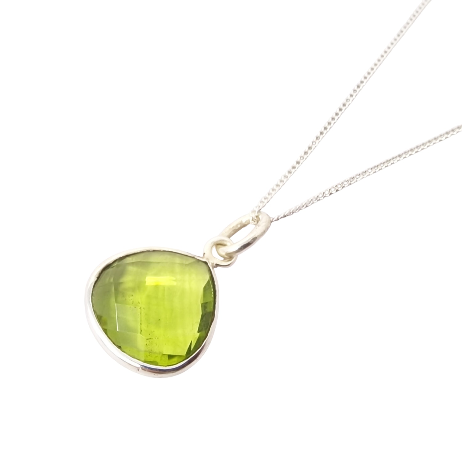 Women’s Silver / Green Sterling Silver Shiny Green Peridot August Birthstone Charm Necklace Harfi