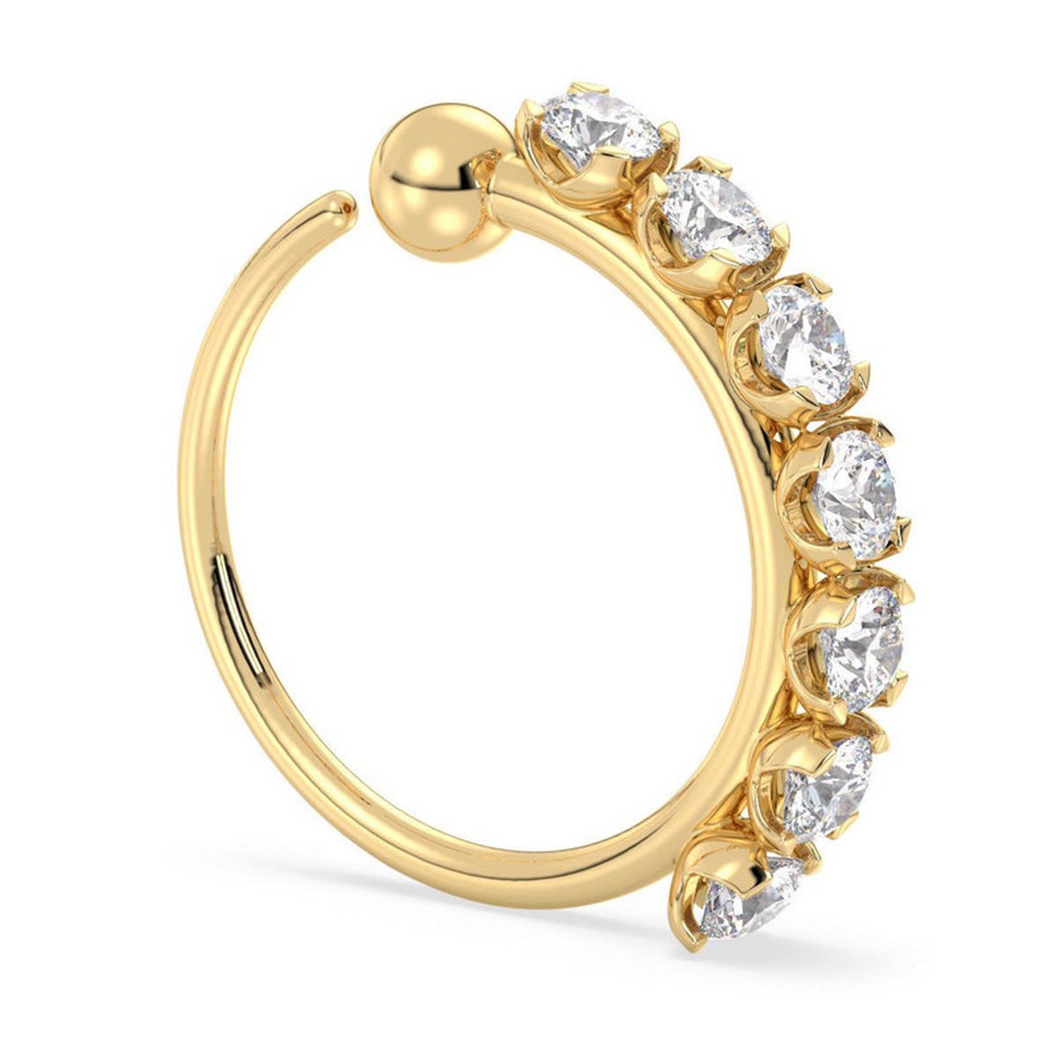Cervin Blanc Women's Diamond Nose Ring In Yellow Gold Piercing Clicker Eternity Hoop.. In Yellow