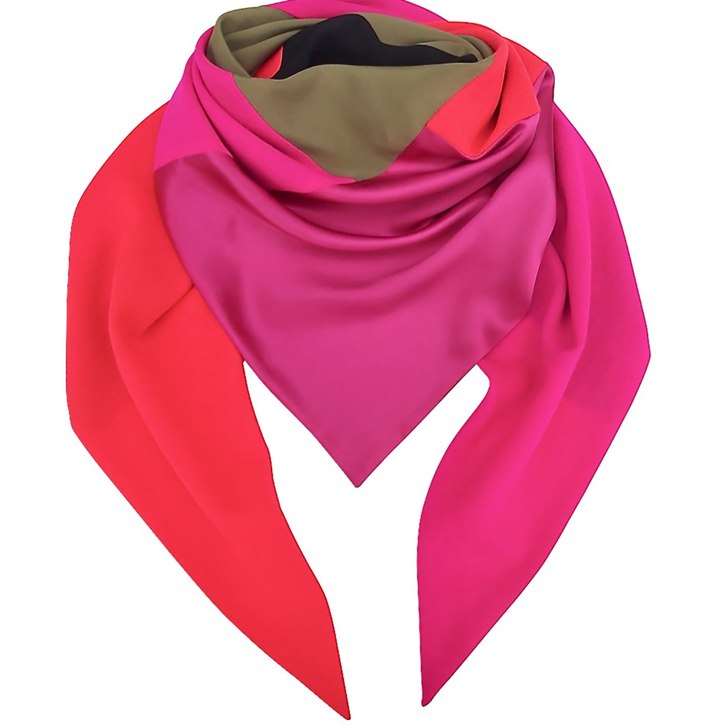 Capitana Women's Pink / Red / Green Scilla – Silk & Wool Triangle Scarf With Neon Accents