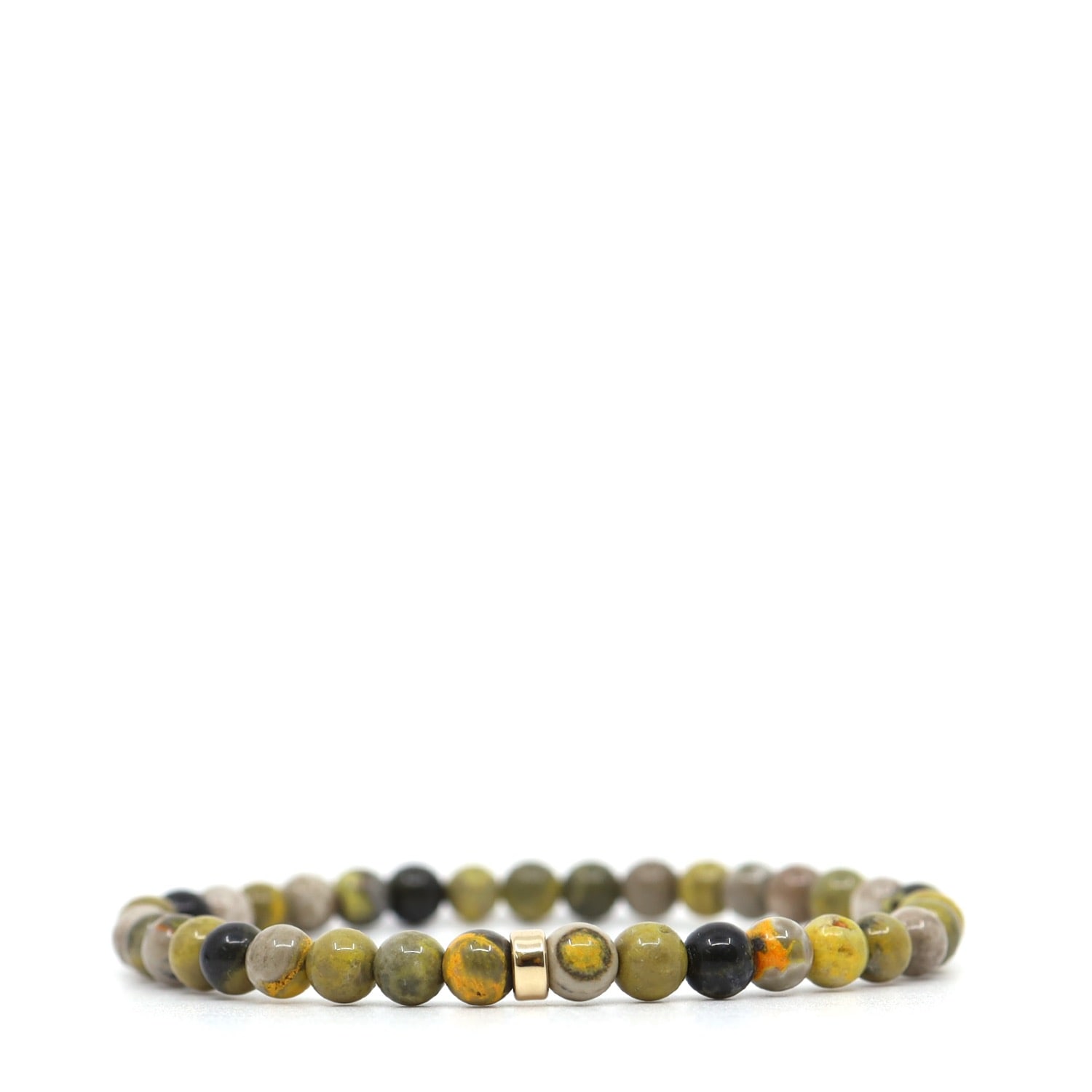 Shar Oke Men's Gold / Yellow Bumble Bee Jasper Bracelet In Gold