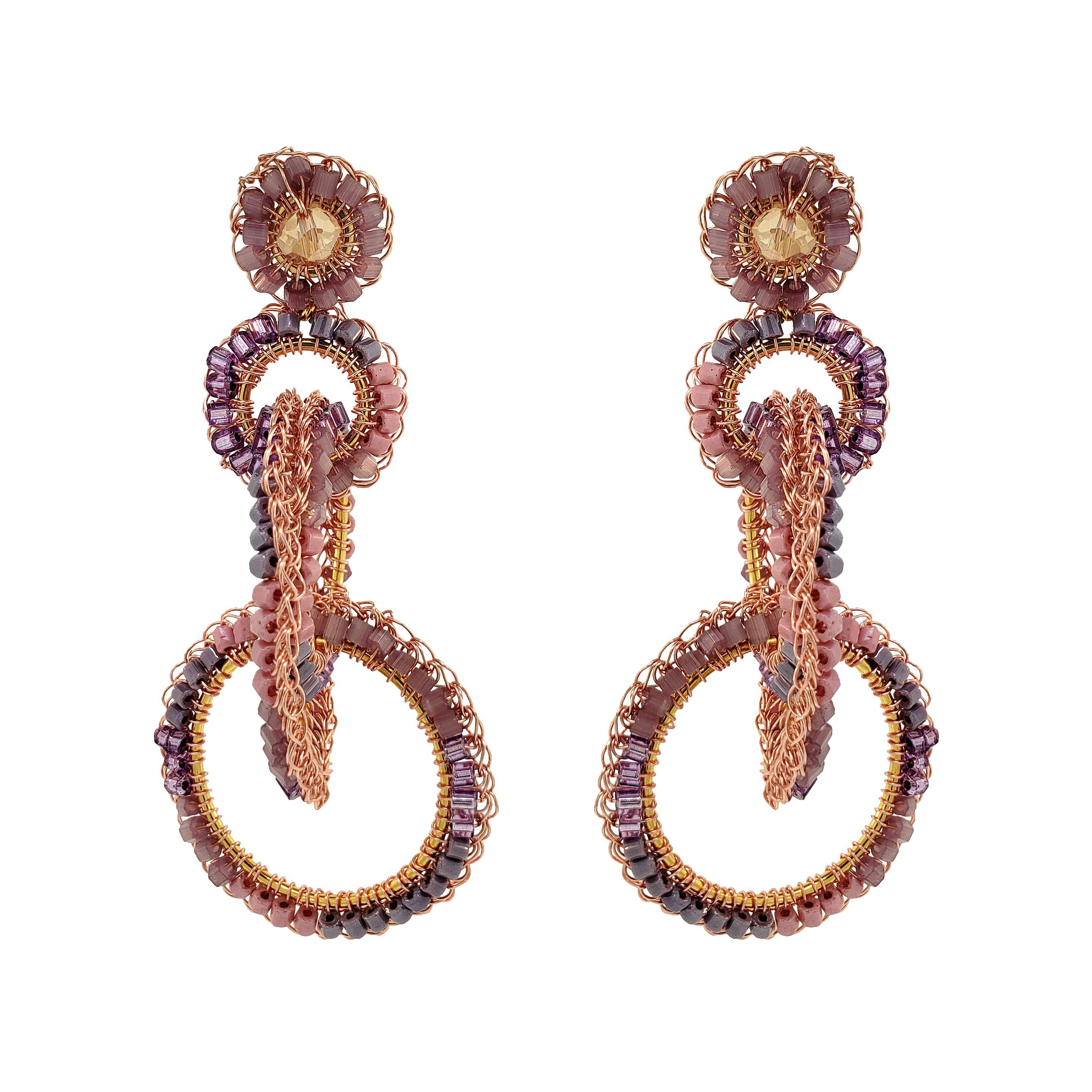 Lavish By Tricia Milaneze Women's Pink / Purple / Rose Gold Breeze Lavender Mix Grace Handmade Earrings