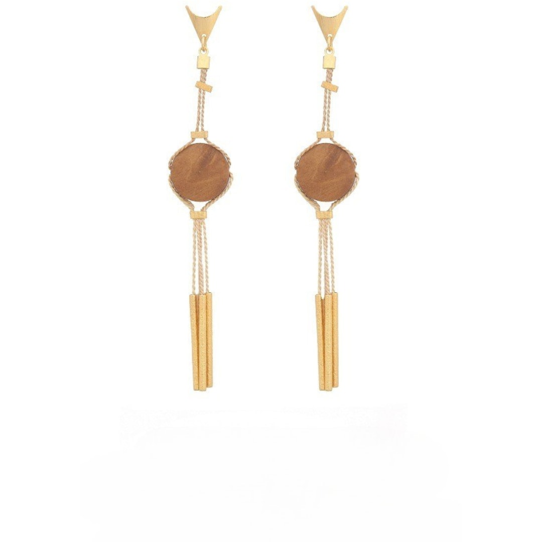 Women&rsquo;s Brown / Neutrals / Gold Handcrafted Buriti Amira Earrings With Natural Palm Seeds | Purplee Store
