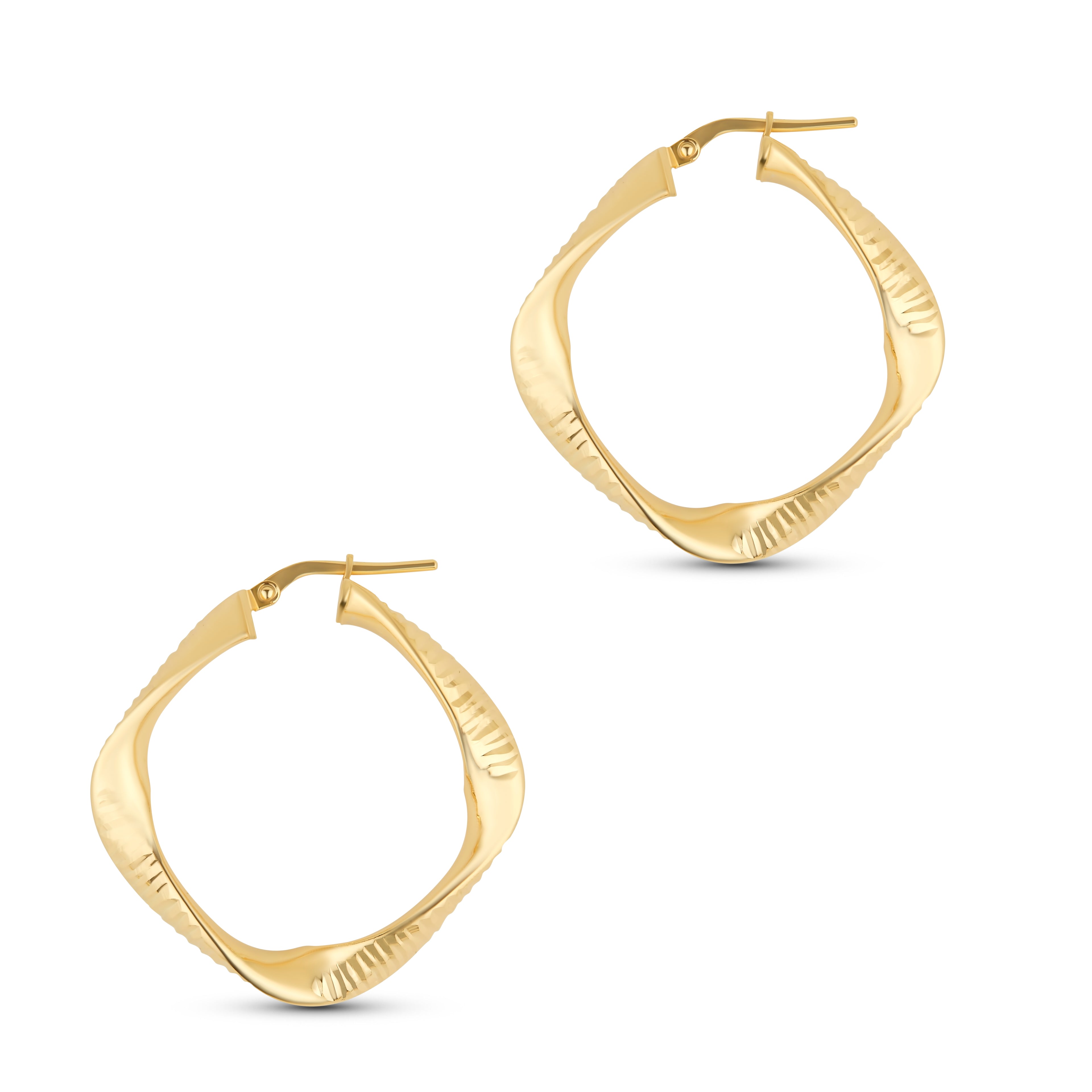 The Hoop Station Women's Textured Square Hoops - Gold