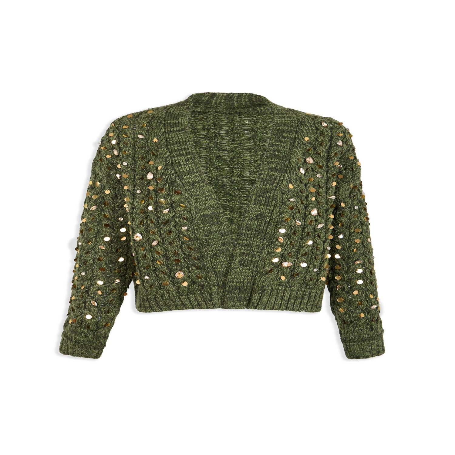 Saachi Women's Green Deco Cable Knit Cardigan In Green