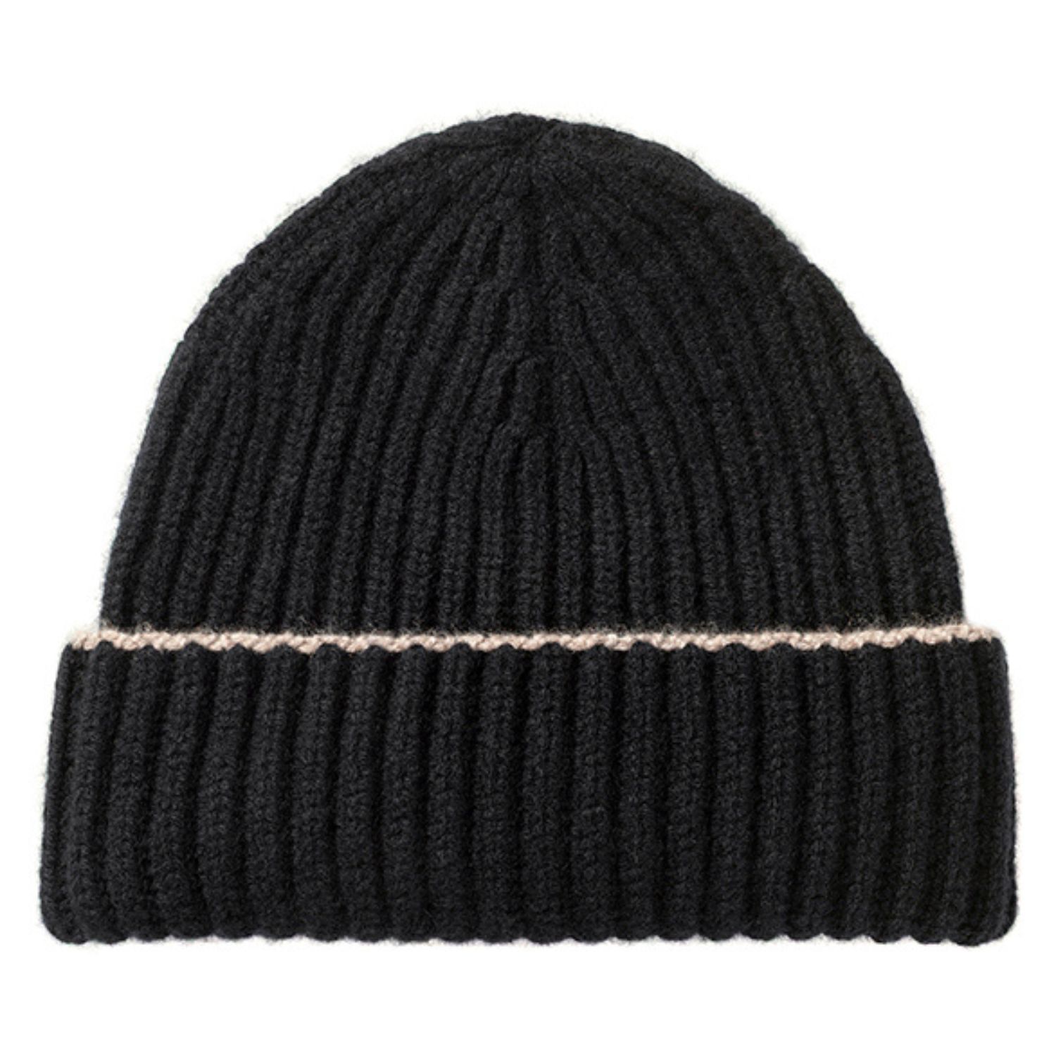 Kinalba Men's Black / Neutrals Gents Black Chunky Ribbed Cashmere Beanie Hat In Black