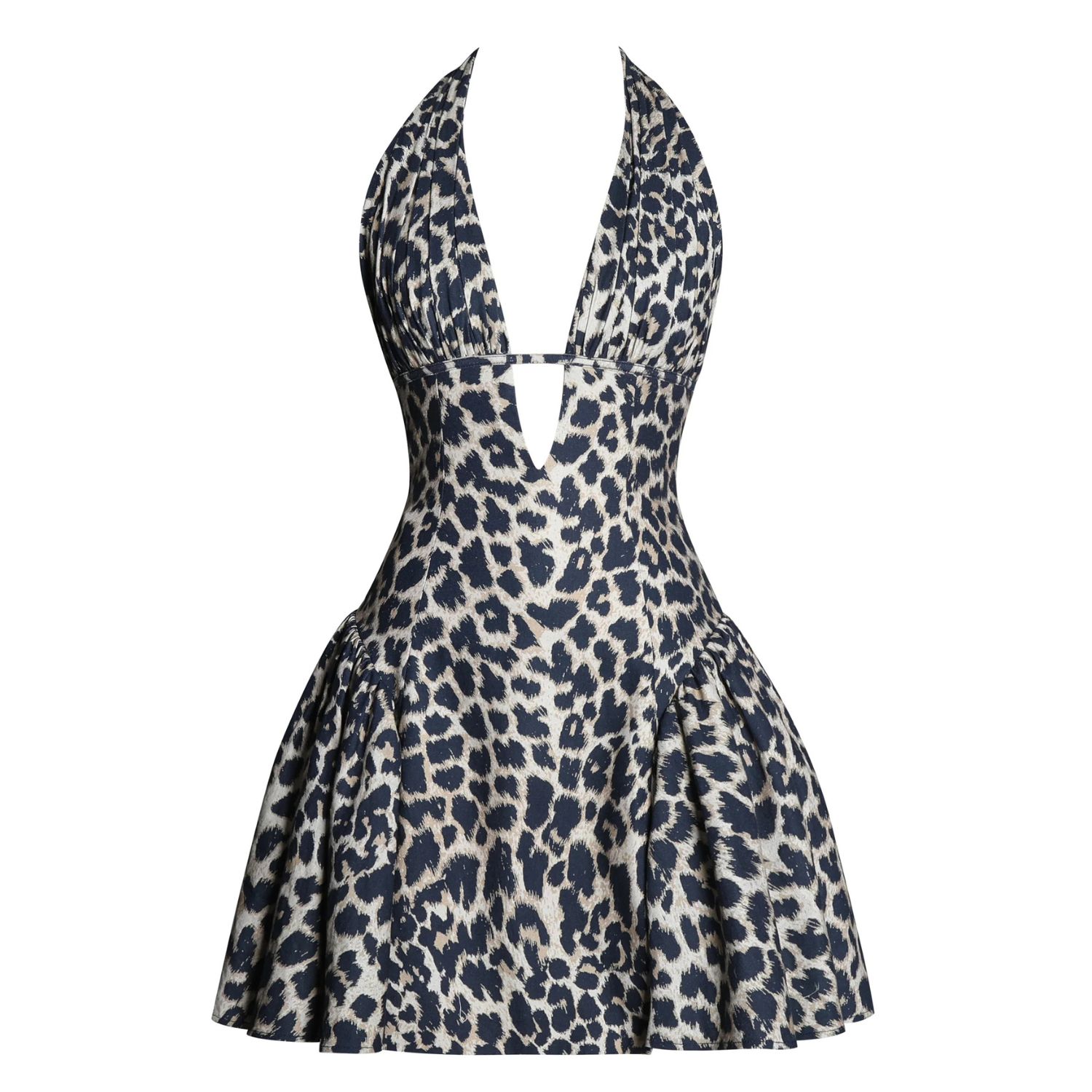 Miss Circle New York Women's Mackenzie Cheetah Print Halter Linen Mini Dress