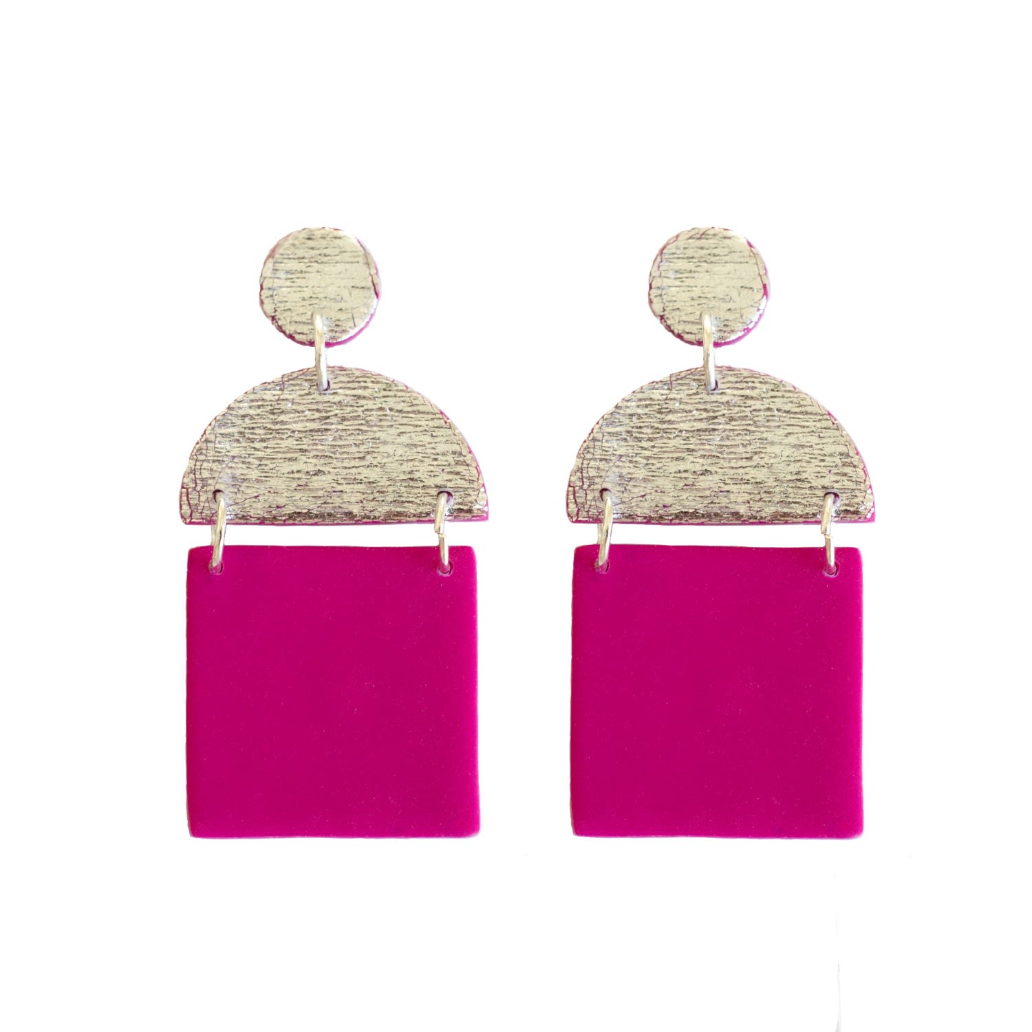 Ziolla Designs Women's Pink / Purple / Silver Fuchsia And Silver Bold Earrings