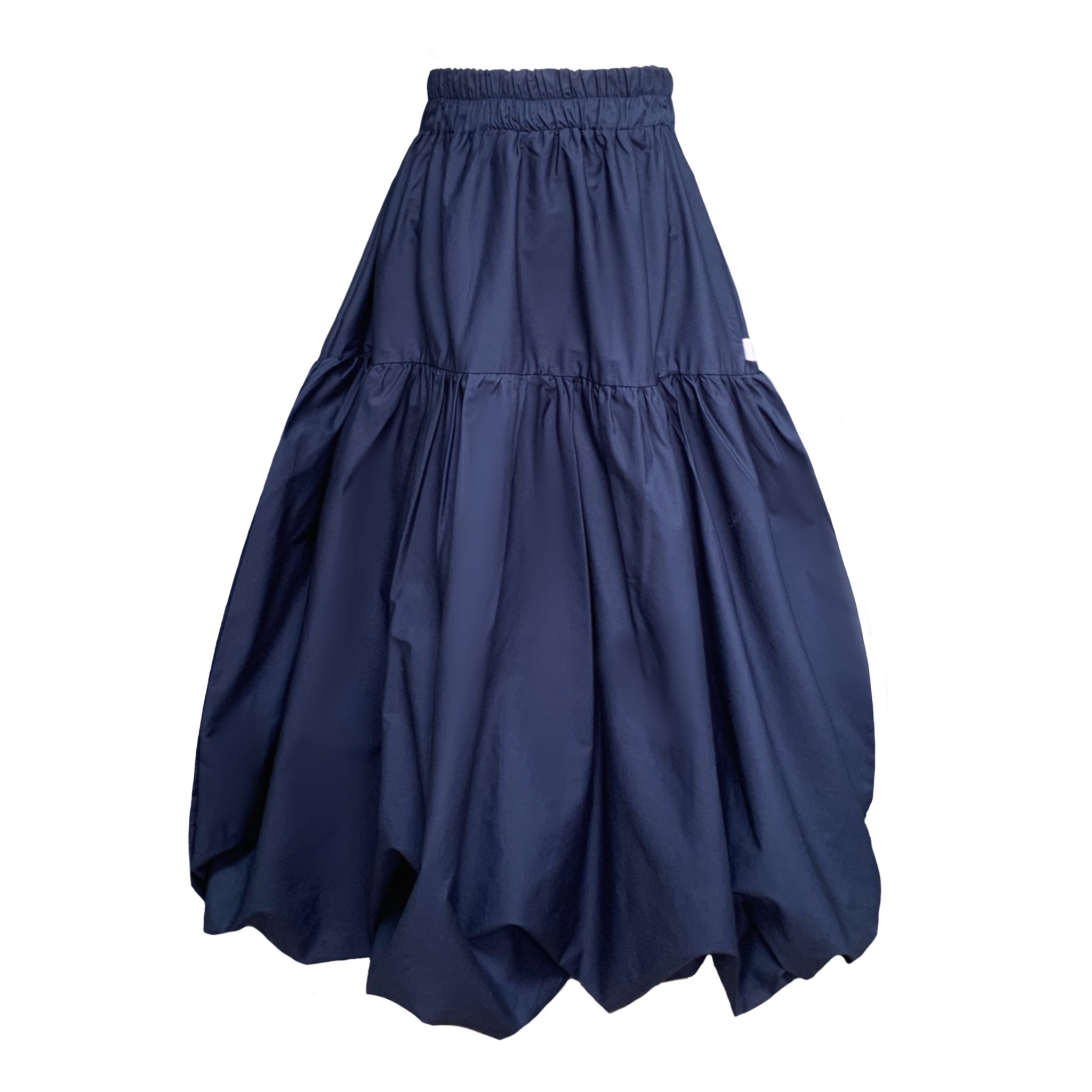 Frock Tales Women's Blue Mylar Puffball Midi Skirt In Navy In Blue