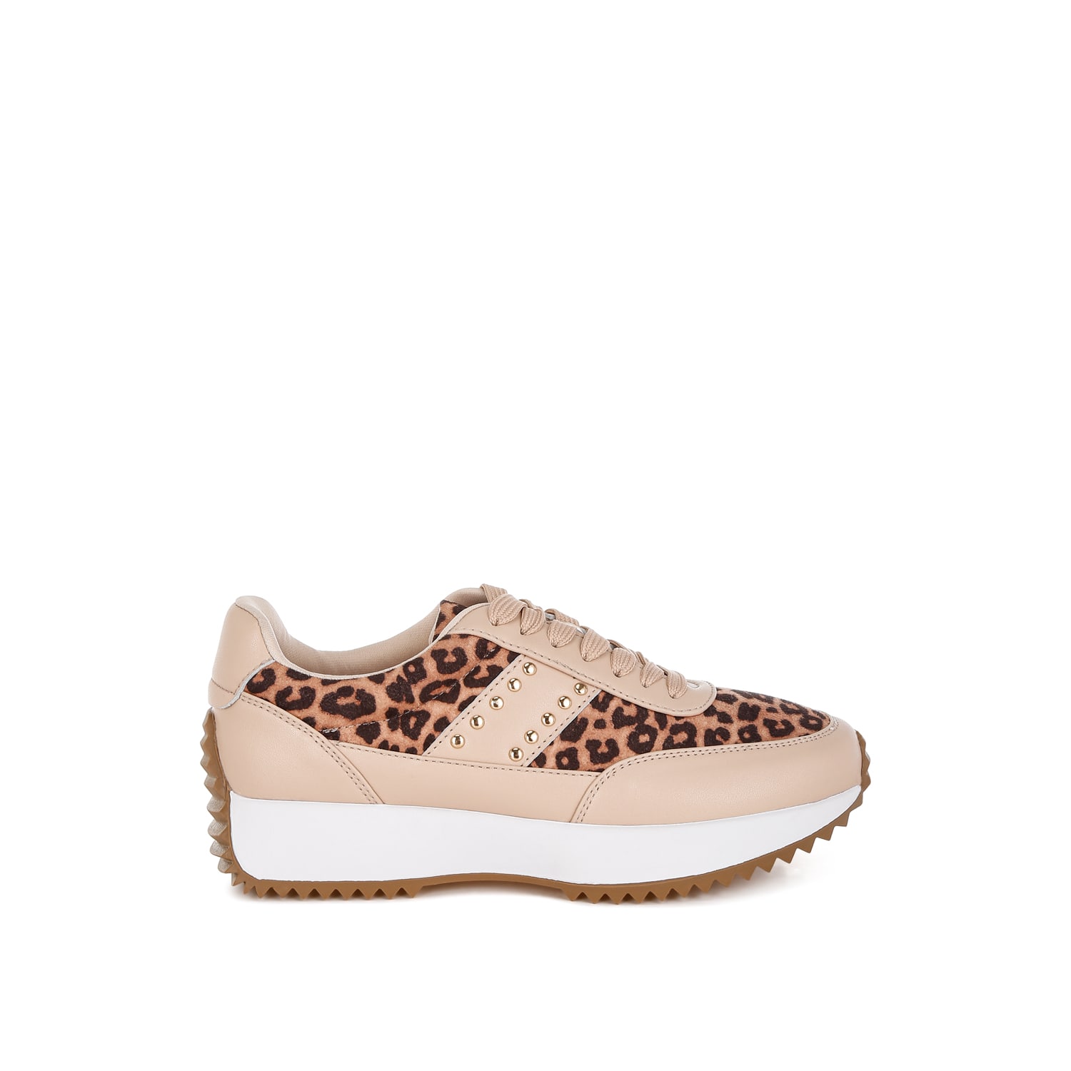 Rag & Co Women's Brown Lepark Real Leather Leopard Print Sneakers In Brown