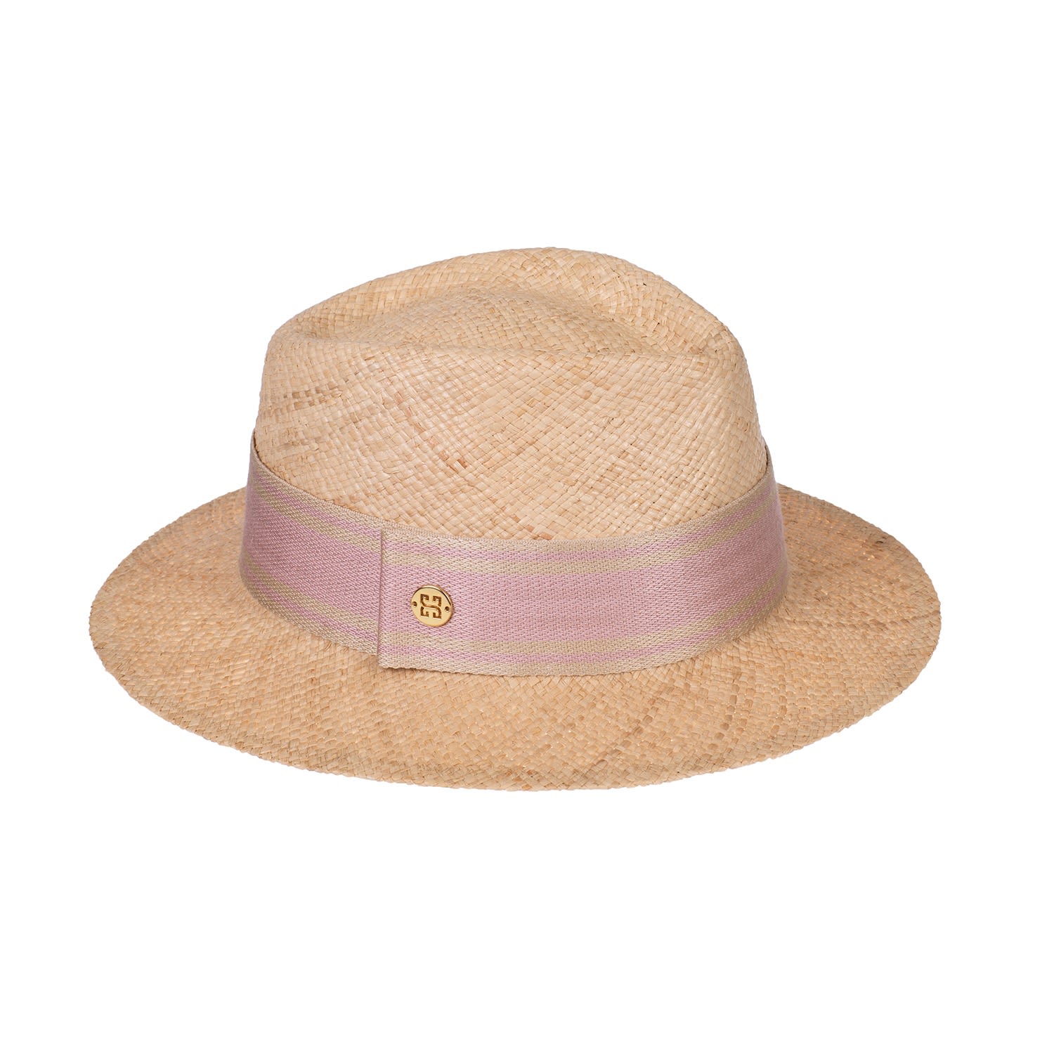 Sibi Hats Women's Neutrals / Pink / Purple Pink Drama - Raffia Straw Fedora Hat In Pink