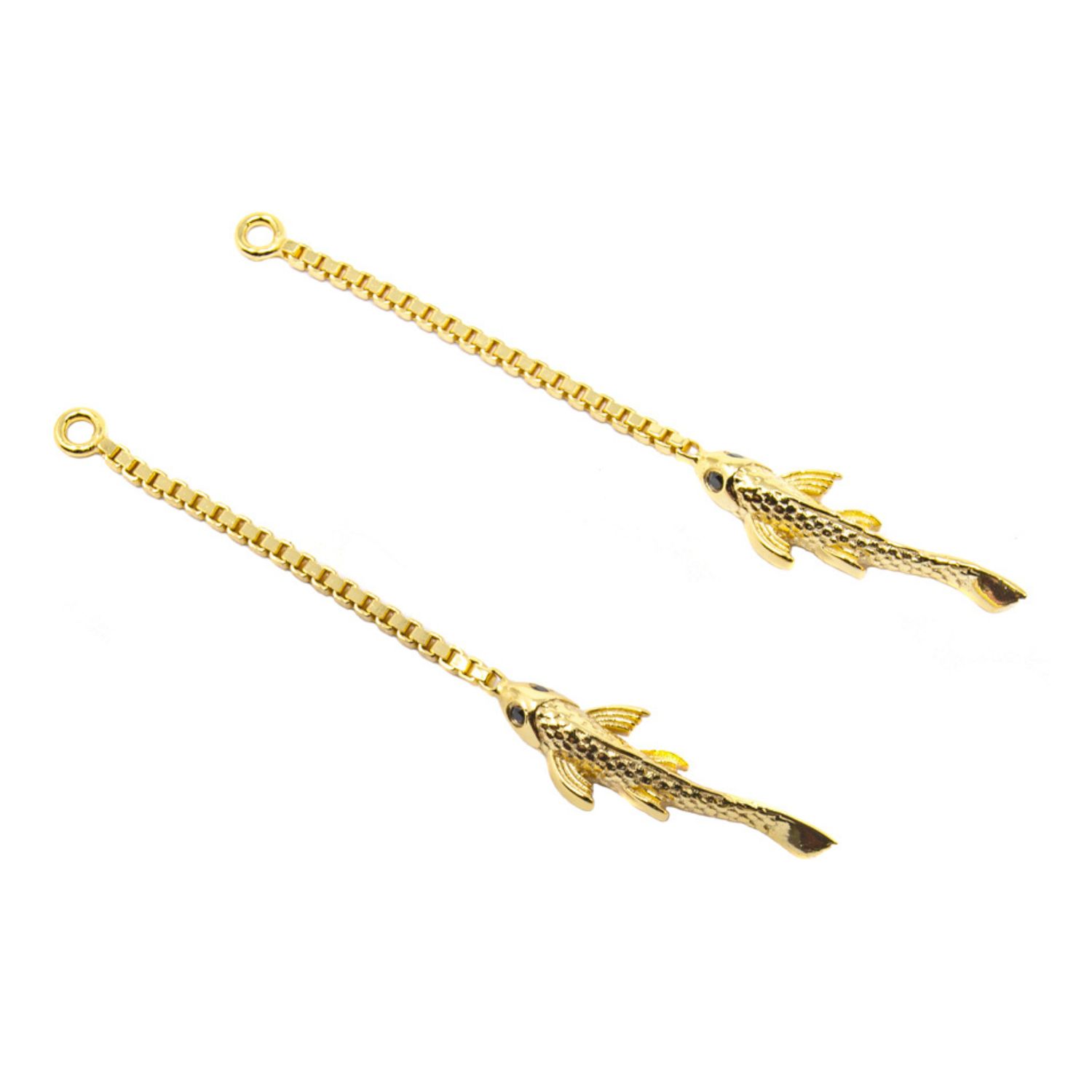 Nasi Silver Women's Neshama Fish Dangles- Gold In Gold